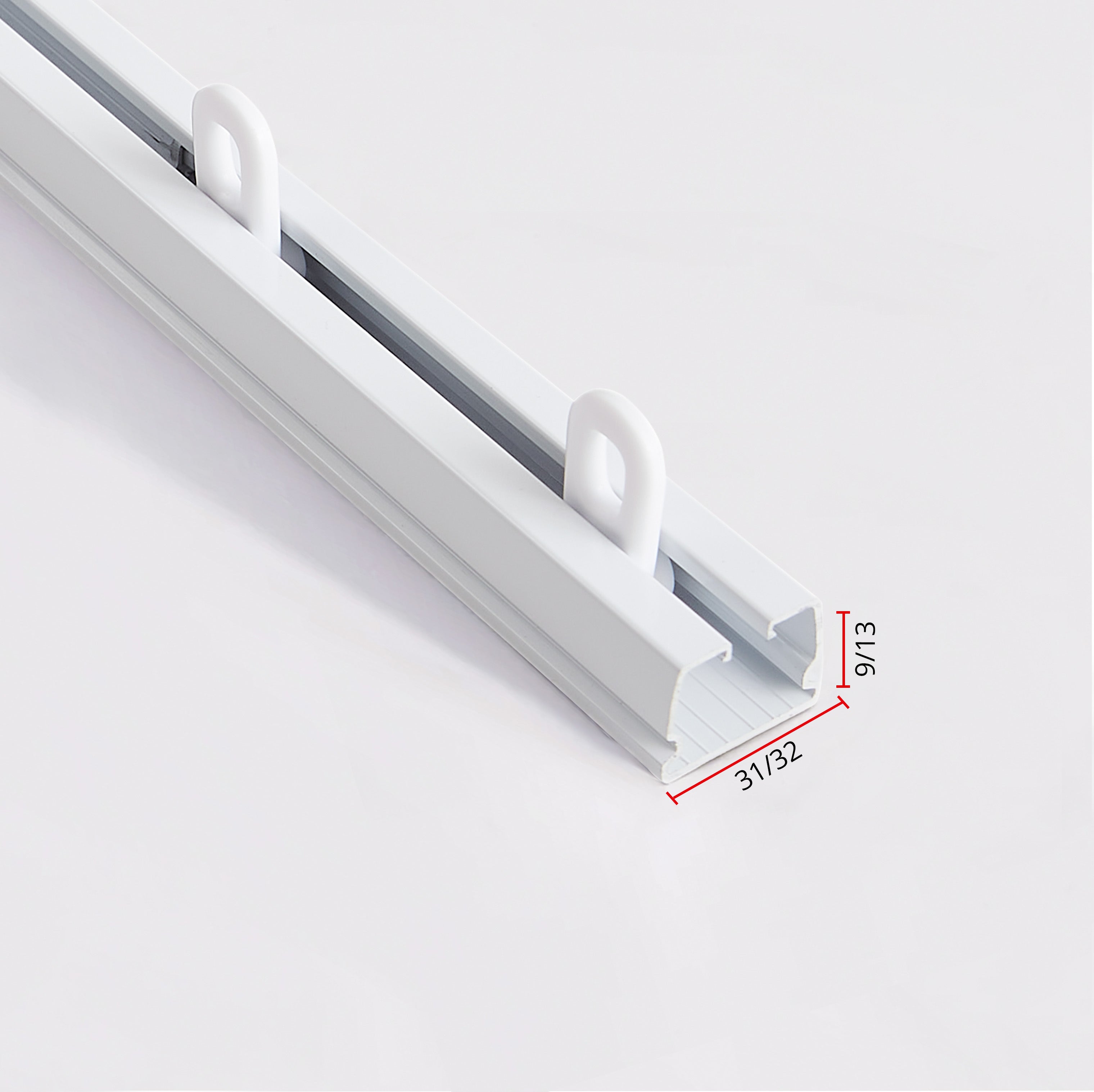 Riven 7 adjustable curtain track showcasing track height and width in a product image