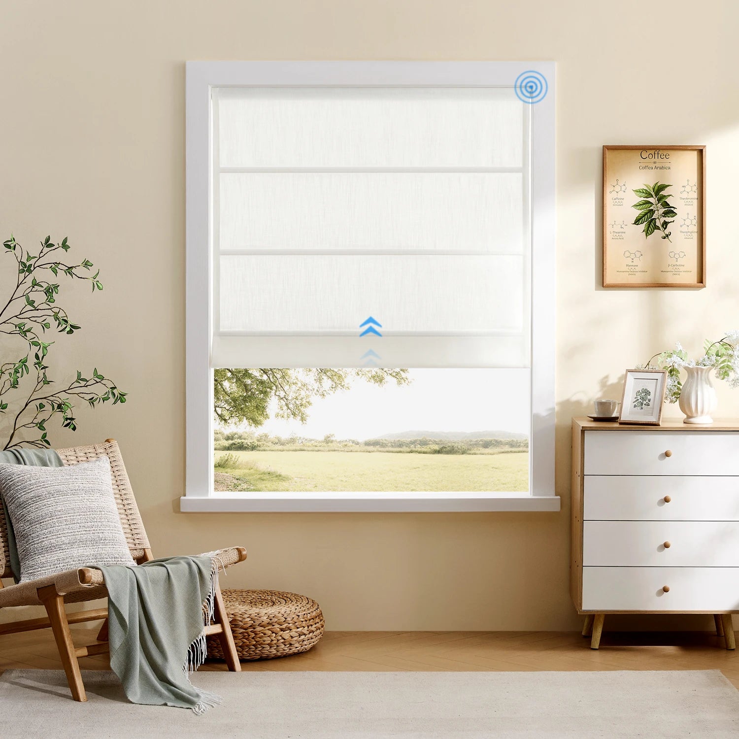 Celina Smart Motorized Linen Roman Shade