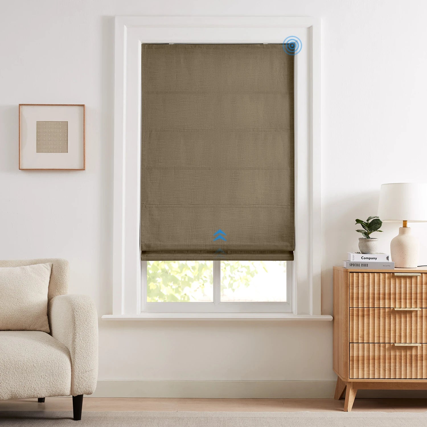 Elara Smart Motorized Linen Roman Shade
