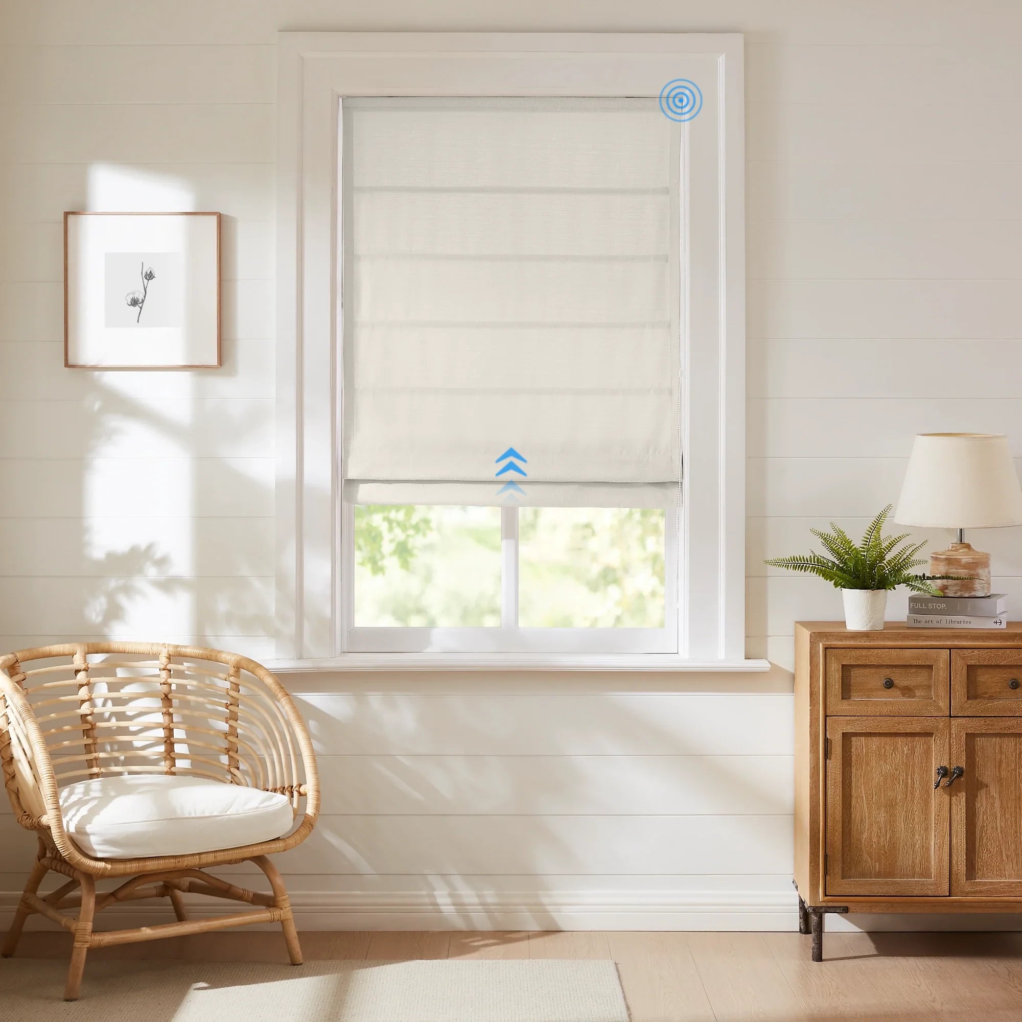 Seraphine Smart Motorized Cross Linen Texture Roman Shades