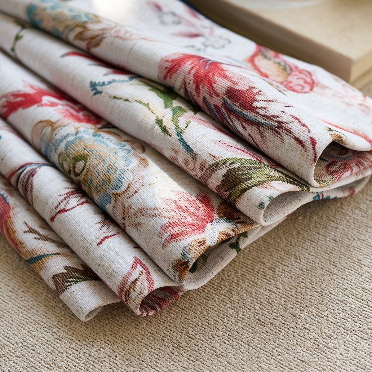 Ada Antique Garden Birds Linen Textured Blackout Drapes