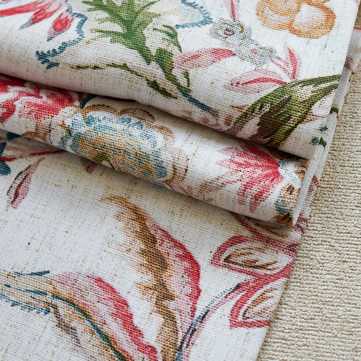 Ada Antique Garden Birds Linen Textured Blackout Drapes