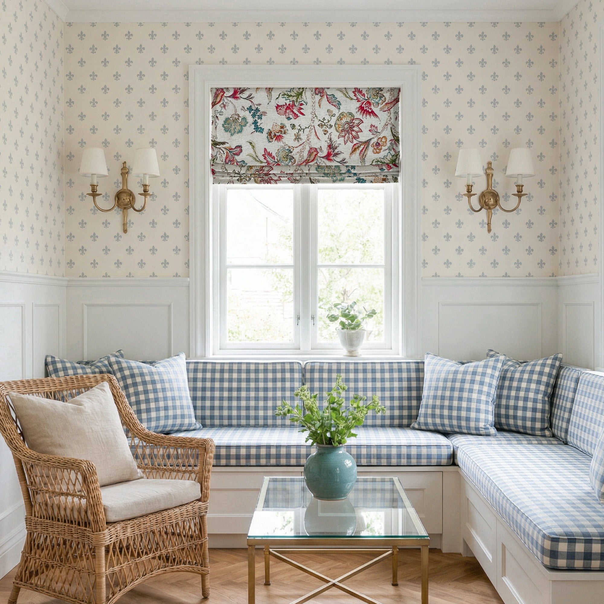 Ada Antique Garden Birds Linen Textured Blackout Roman Shades: Image scene_1 showcases the roman shade with delicate antique garden birds patterns, natural linen textured fabric, excellent blackout function and elegant home scene display.