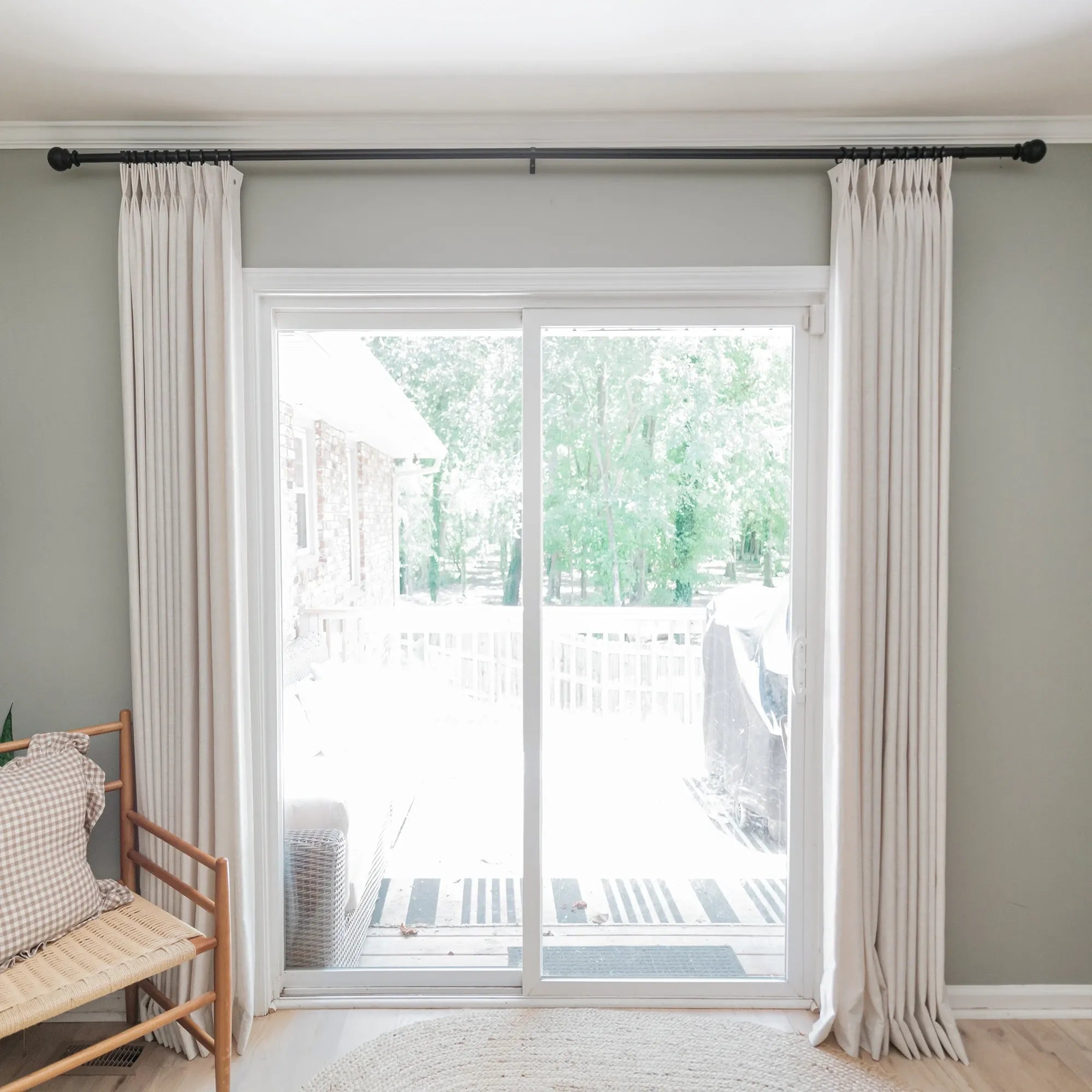 Amara extra long linen drapes for high ceilings in a bright living room
Light filtering extra long linen curtains for tall windows
Floor-to-ceiling linen drapes for two-story living room windows
Custom extra long curtains for large windows and high ceilings
Amara linen-blend drapes showing soft light filtering texture