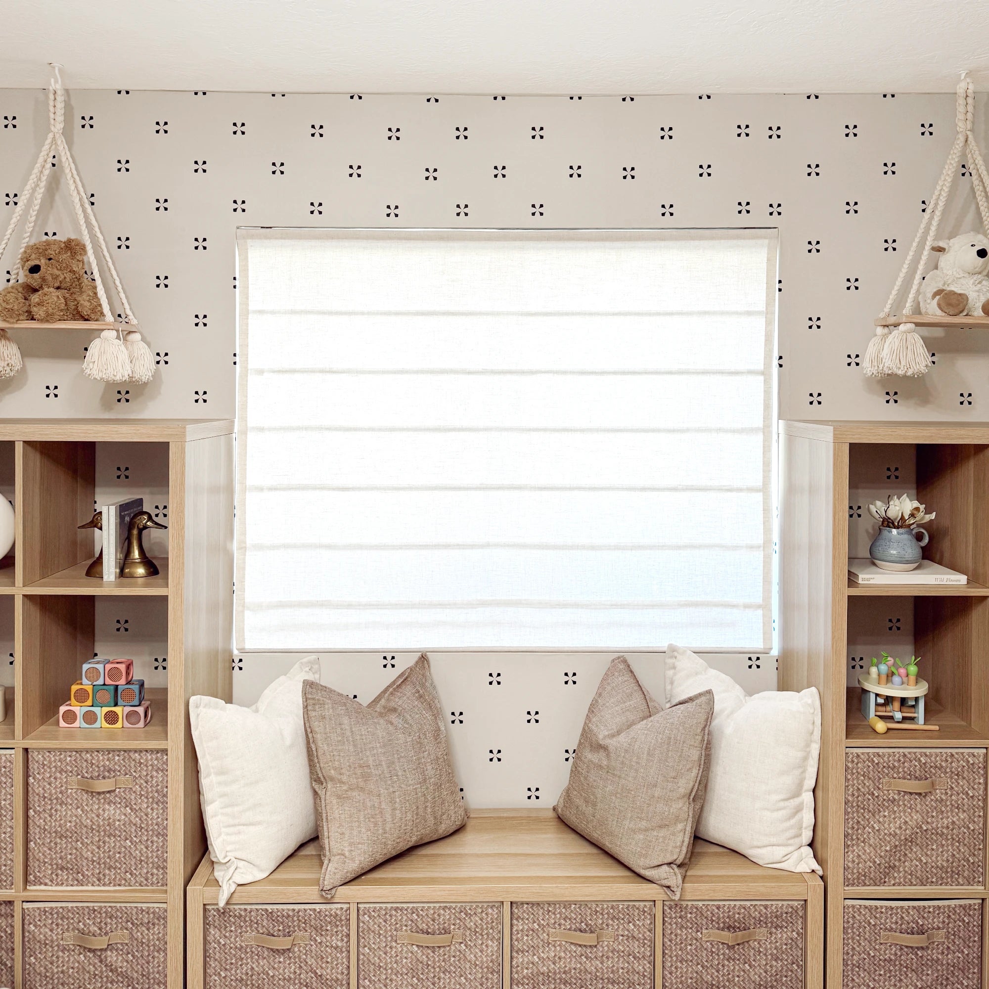 Amara Linen Roman Shades for Playroom