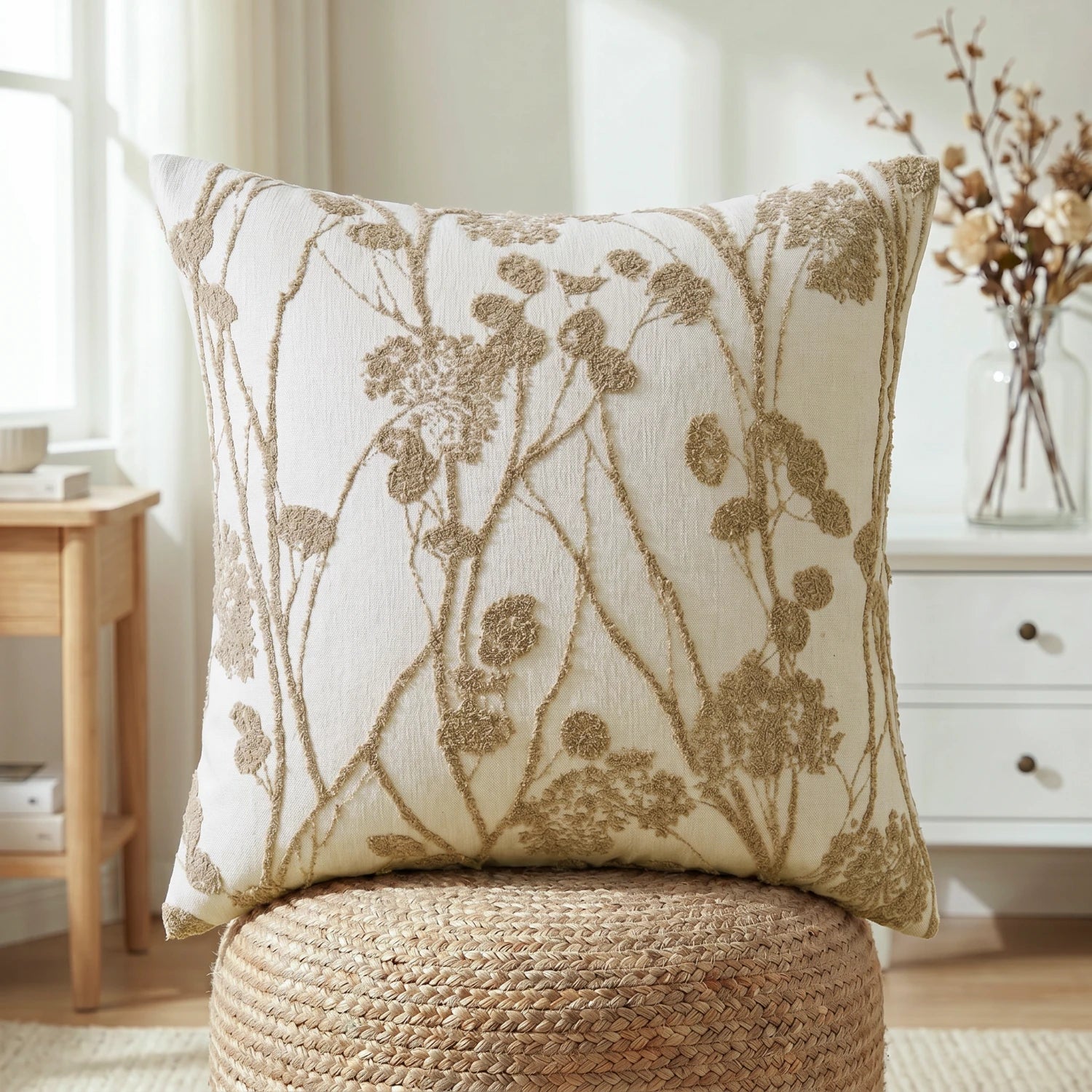 Amelira Embroidered Wildflower Pillow Cover