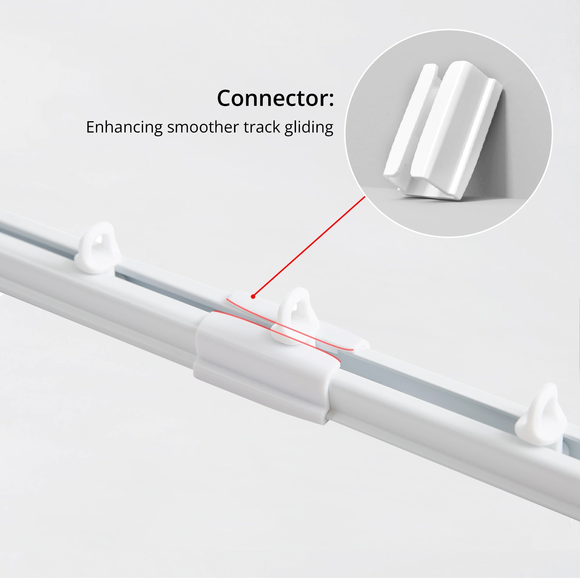 Arden 2302-60A_6 adjustable ripple fold curtain track showcasing track connector in a product image