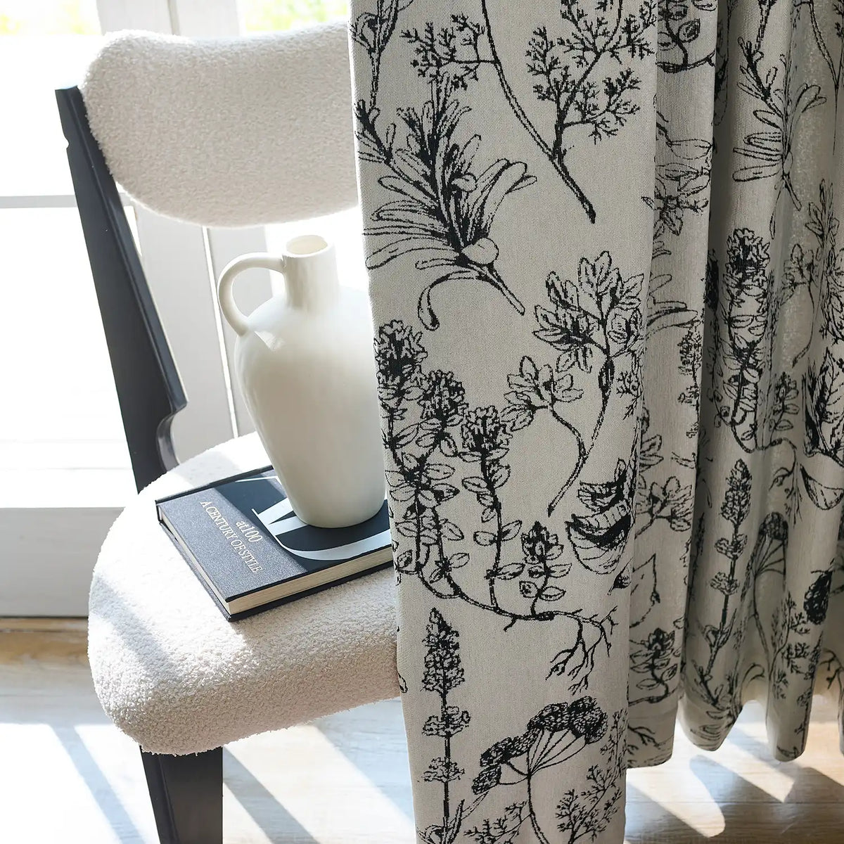 Arlina H-001_scene_8 black berry floral jacquard chenille blackout drapes in elegant home setting