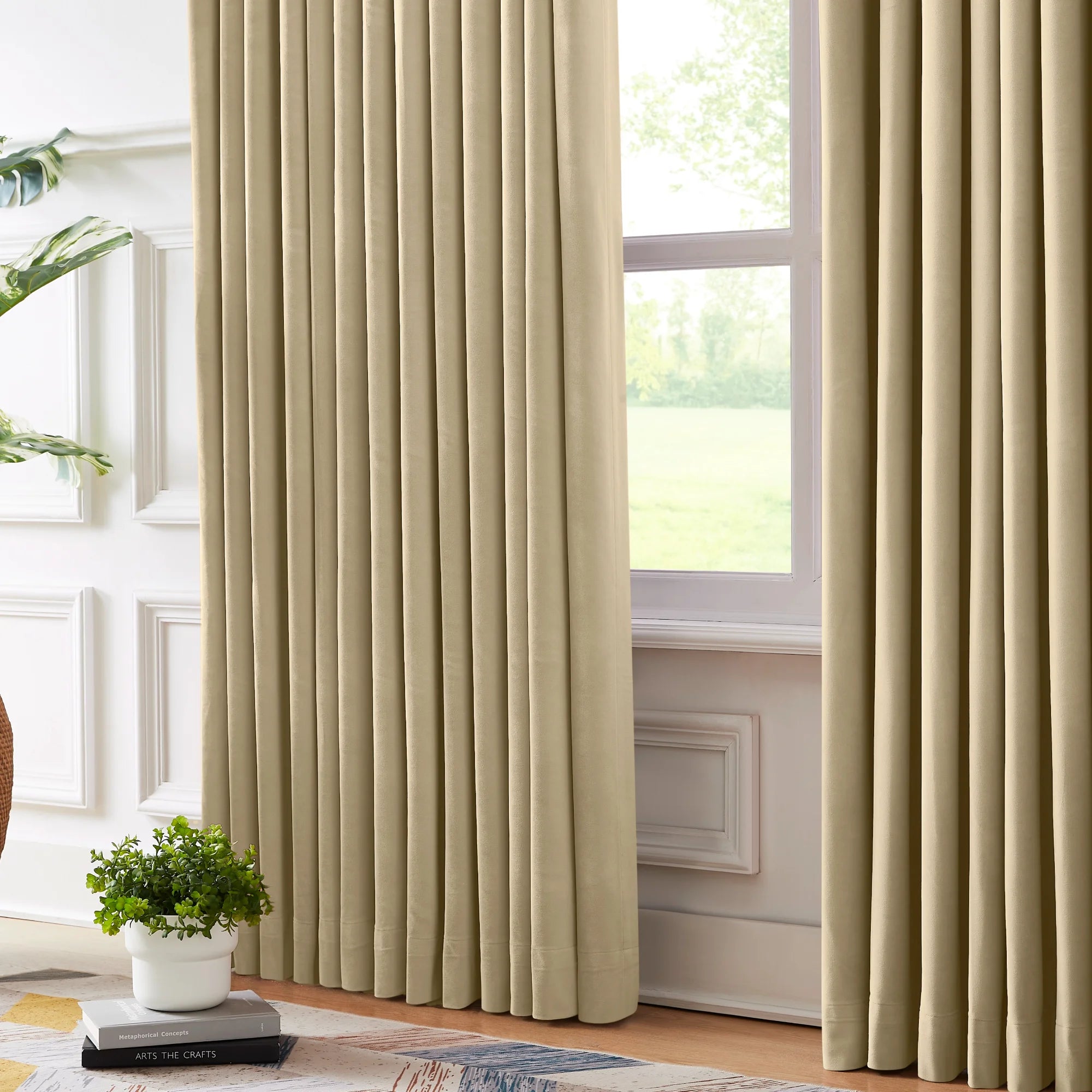 Calista Crystal Velvet Curtains - Luxurious Drapes add a touch of sophistication to your living room with premium texture and elegant visual appeal
