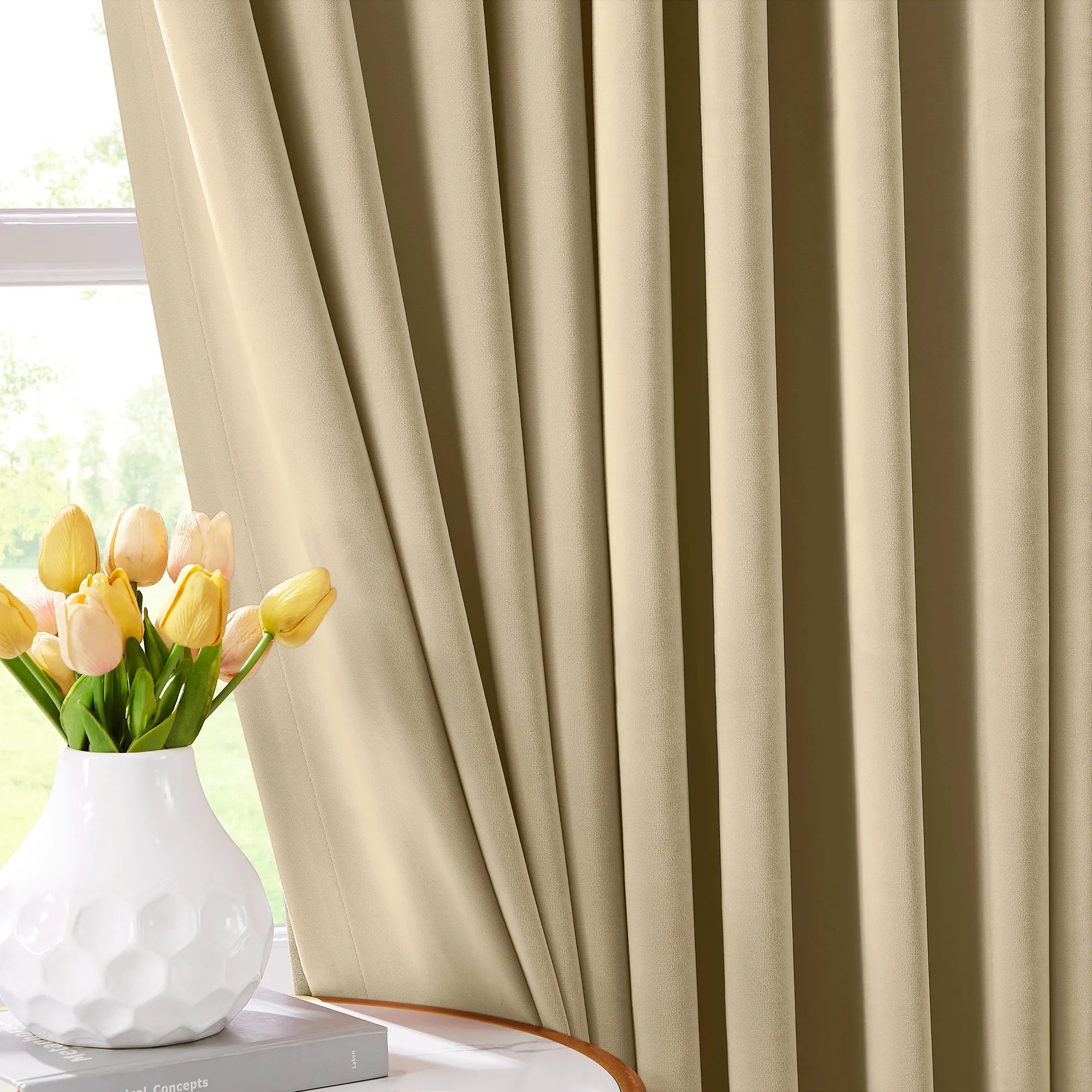 Calista Crystal Velvet Curtains - Luxurious Drapes add a touch of sophistication to your living room with premium texture and elegant visual appeal