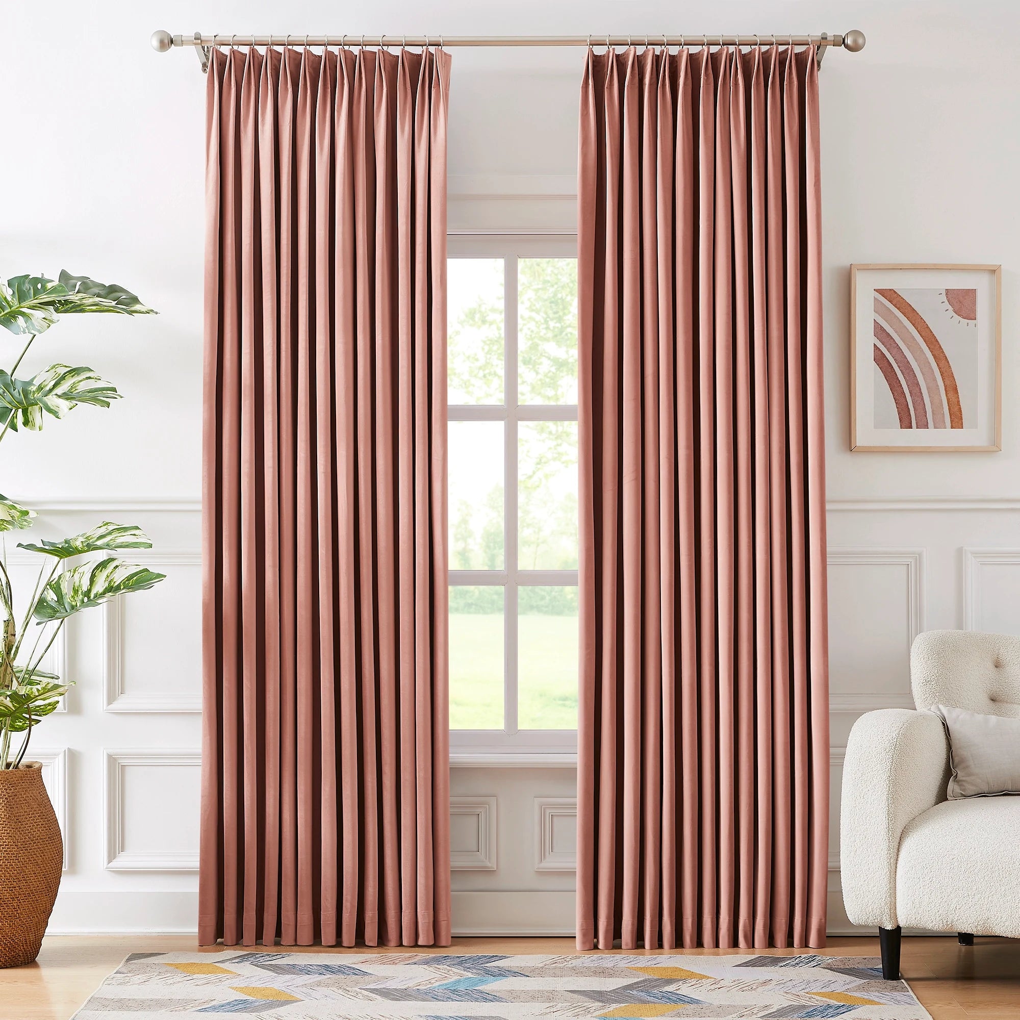Calista Crystal Velvet Curtains - Luxurious Drapes add a touch of sophistication to your living room with premium texture and elegant visual appeal