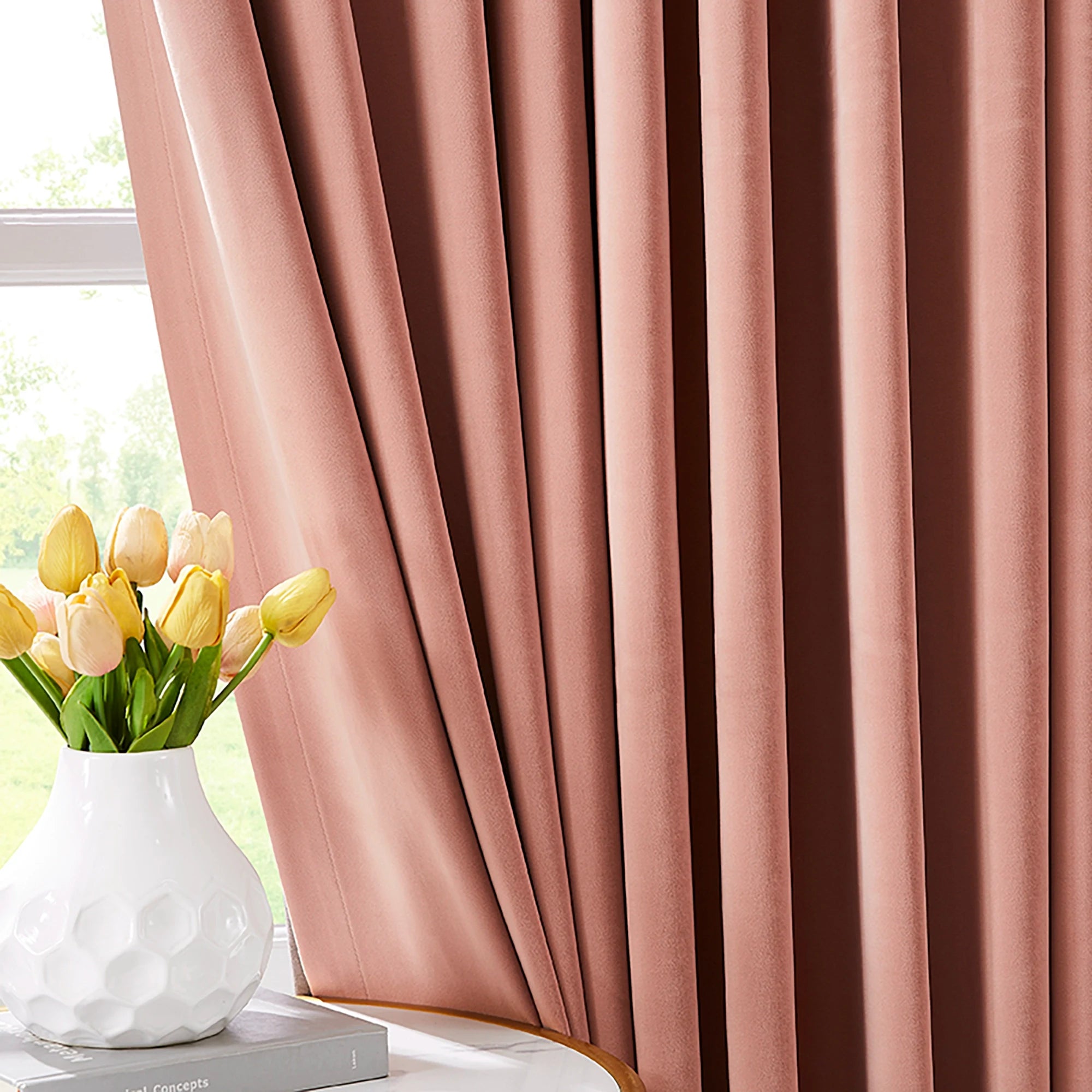 Calista Crystal Velvet Curtains - Luxurious Drapes add a touch of sophistication to your living room with premium texture and elegant visual appeal