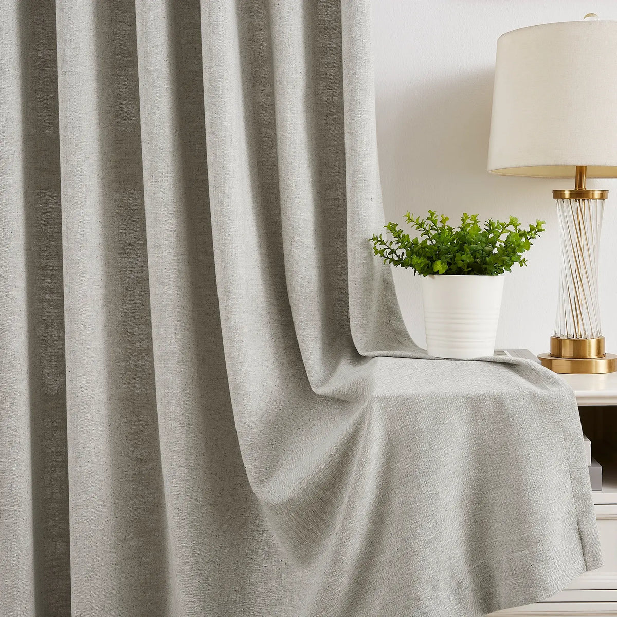 Caryss 9151-3 linen-blend curtains, soft texture for living room and bedroom