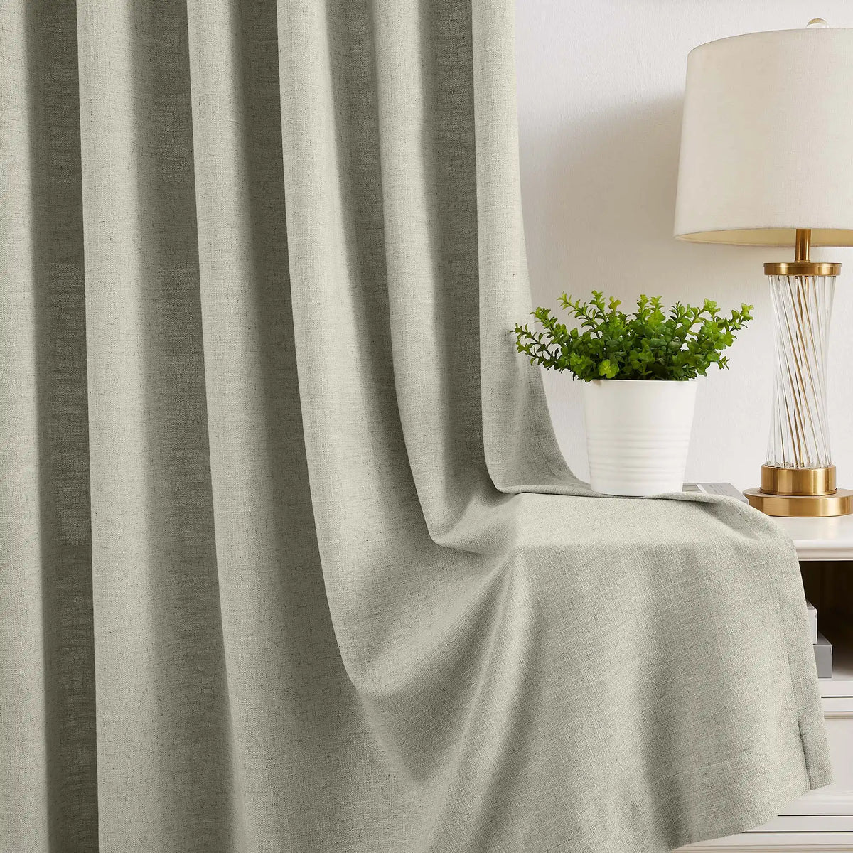 Caryss 9151-3 linen-blend curtains soft textured drapes showcased in scene 2 product view