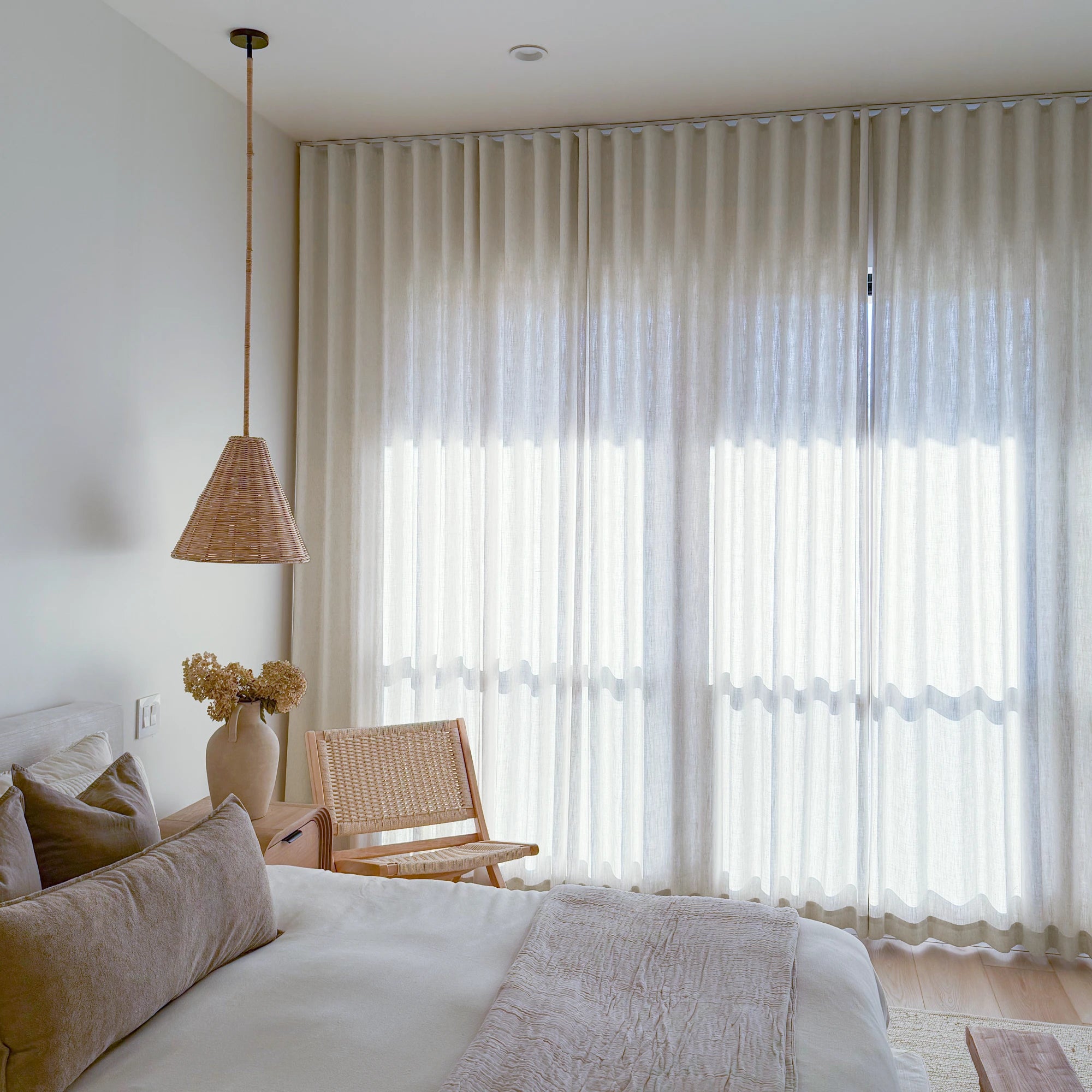 Celina Linen Curtains – Floor-to-Ceiling Ripple Fold 8823-2-10 presenting elegant floor-to-ceiling ripple fold linen curtains in a modern home interior