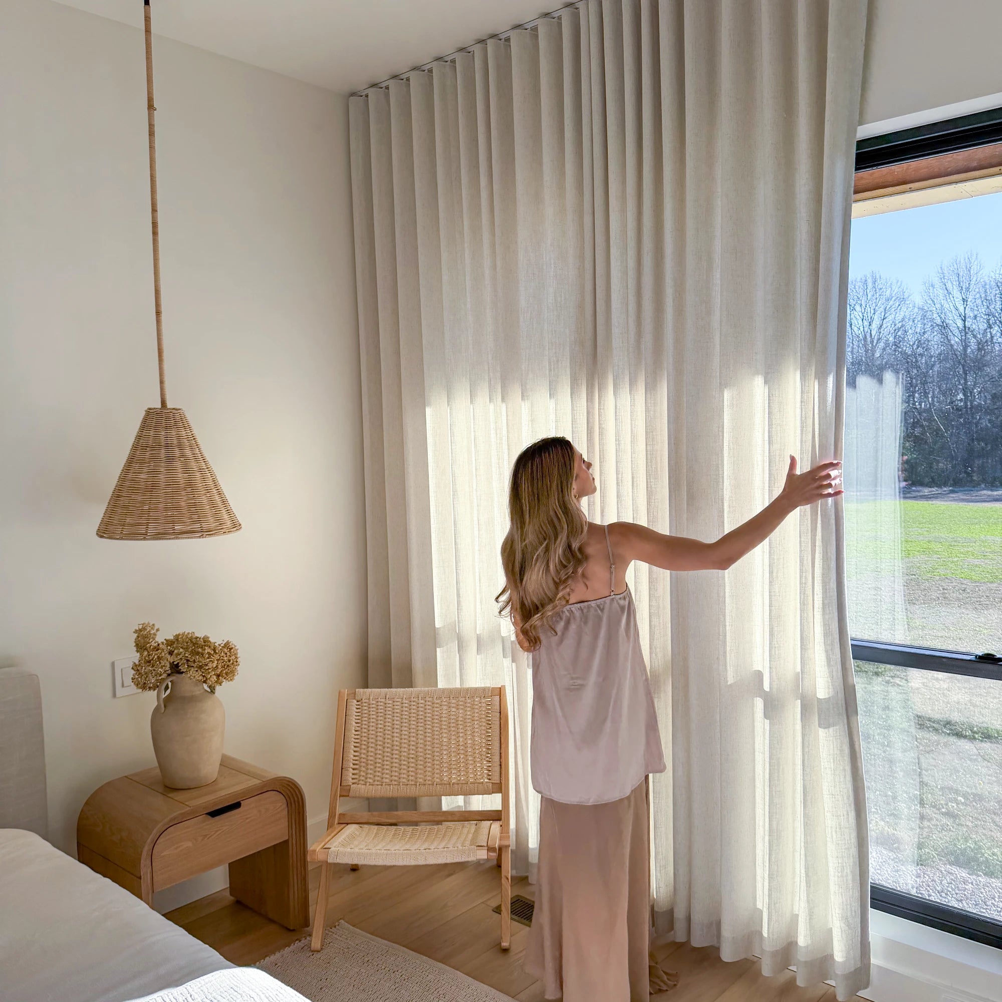 Celina Linen Curtains – Floor-to-Ceiling Ripple Fold 8823-2-3 showcasing premium floor-to-ceiling ripple fold linen curtains with soft natural light in modern interior