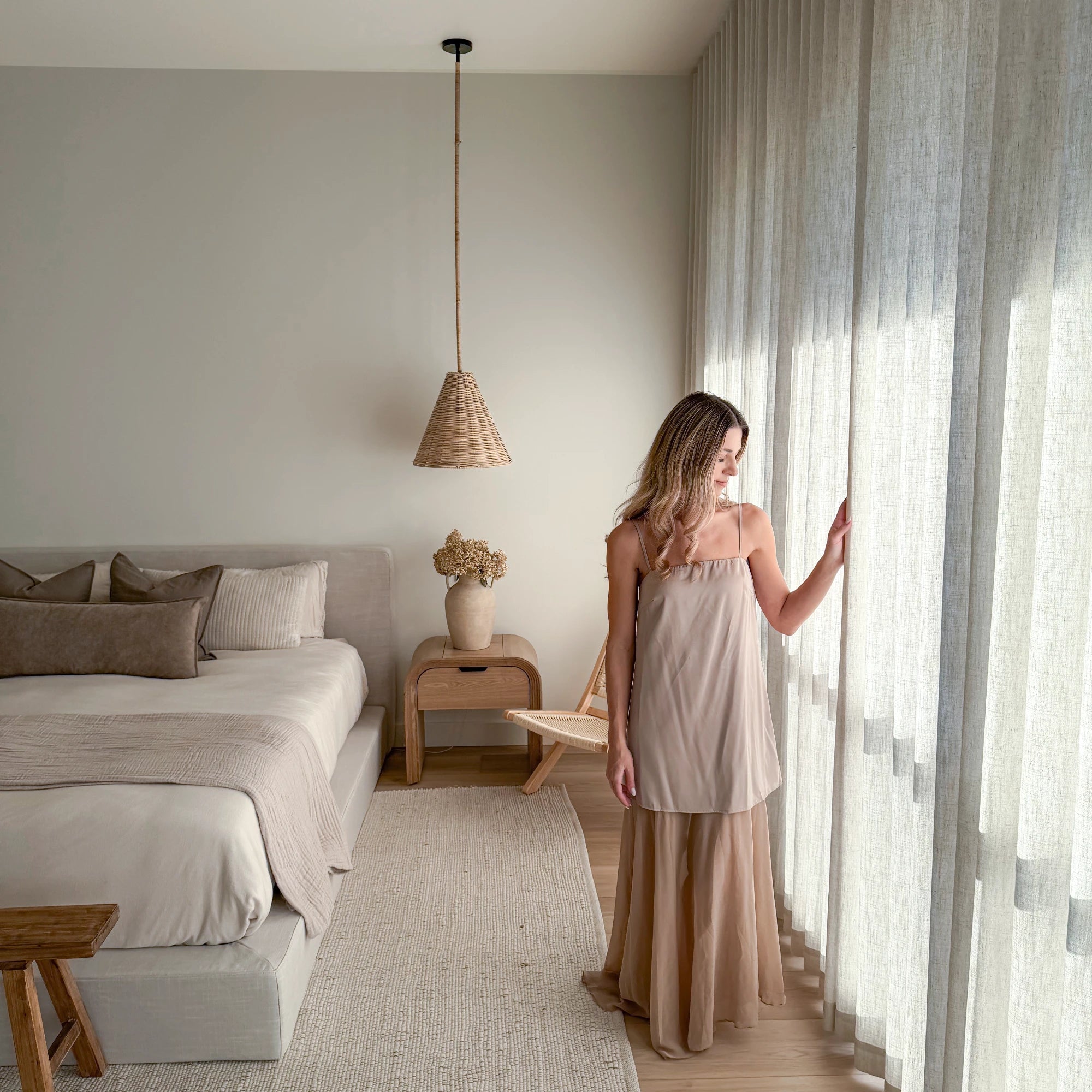 Celina Linen Curtains – Floor-to-Ceiling Ripple Fold 8823-2-4 highlighting elegant ripple fold design and floor-to-ceiling linen curtain in modern interior