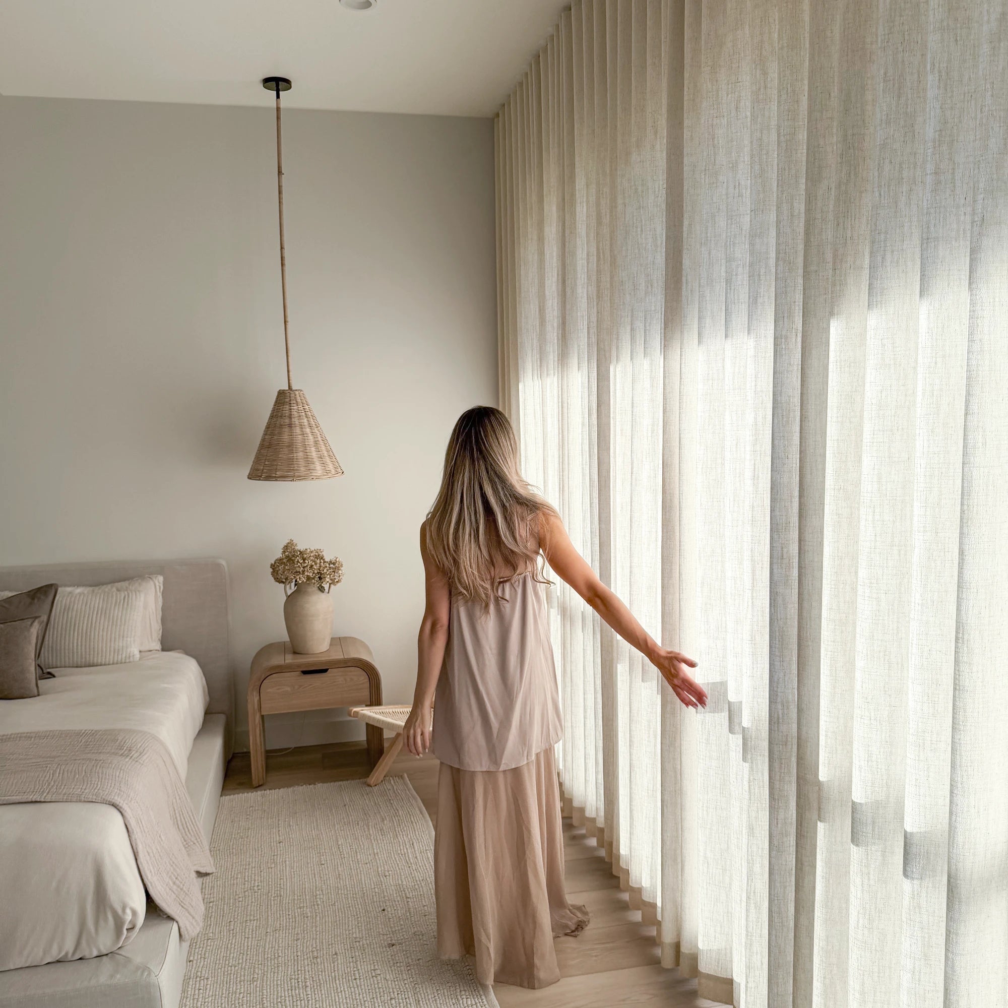 Celina Linen Curtains – Floor-to-Ceiling Ripple Fold 8823-2-5 showcasing elegant floor-to-ceiling ripple fold linen curtains with soft natural light in modern home interior