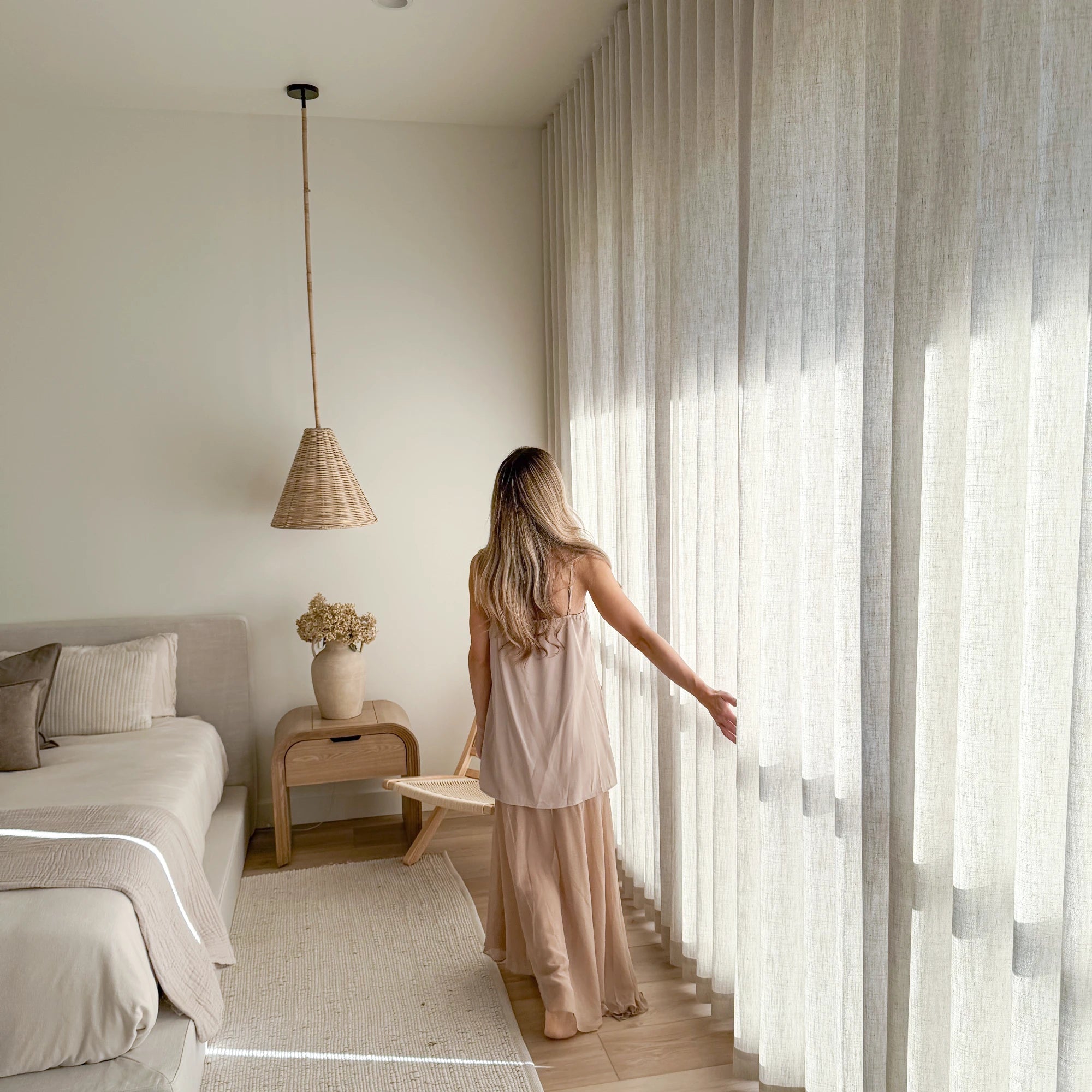Celina Linen Curtains – Floor-to-Ceiling Ripple Fold 8823-2-6 showcasing floor-to-ceiling ripple fold linen curtains with soft natural light in modern home
