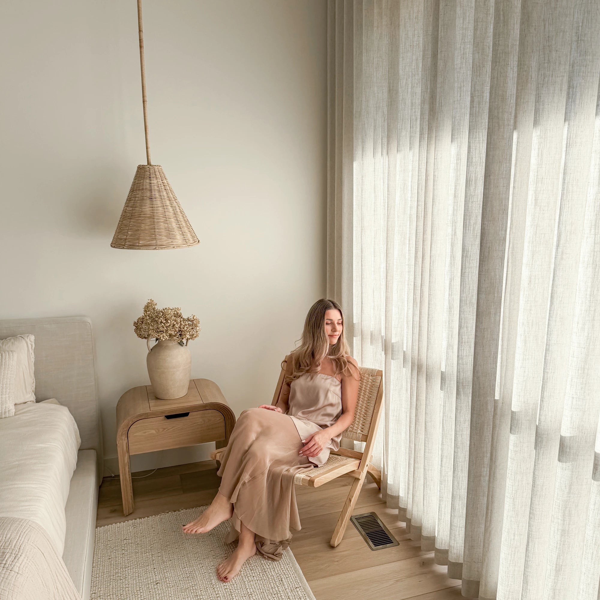 Celina Linen Curtains – Floor-to-Ceiling Ripple Fold 8823-2-7 showcasing sleek floor-to-ceiling ripple fold linen curtains with natural light in modern home interior