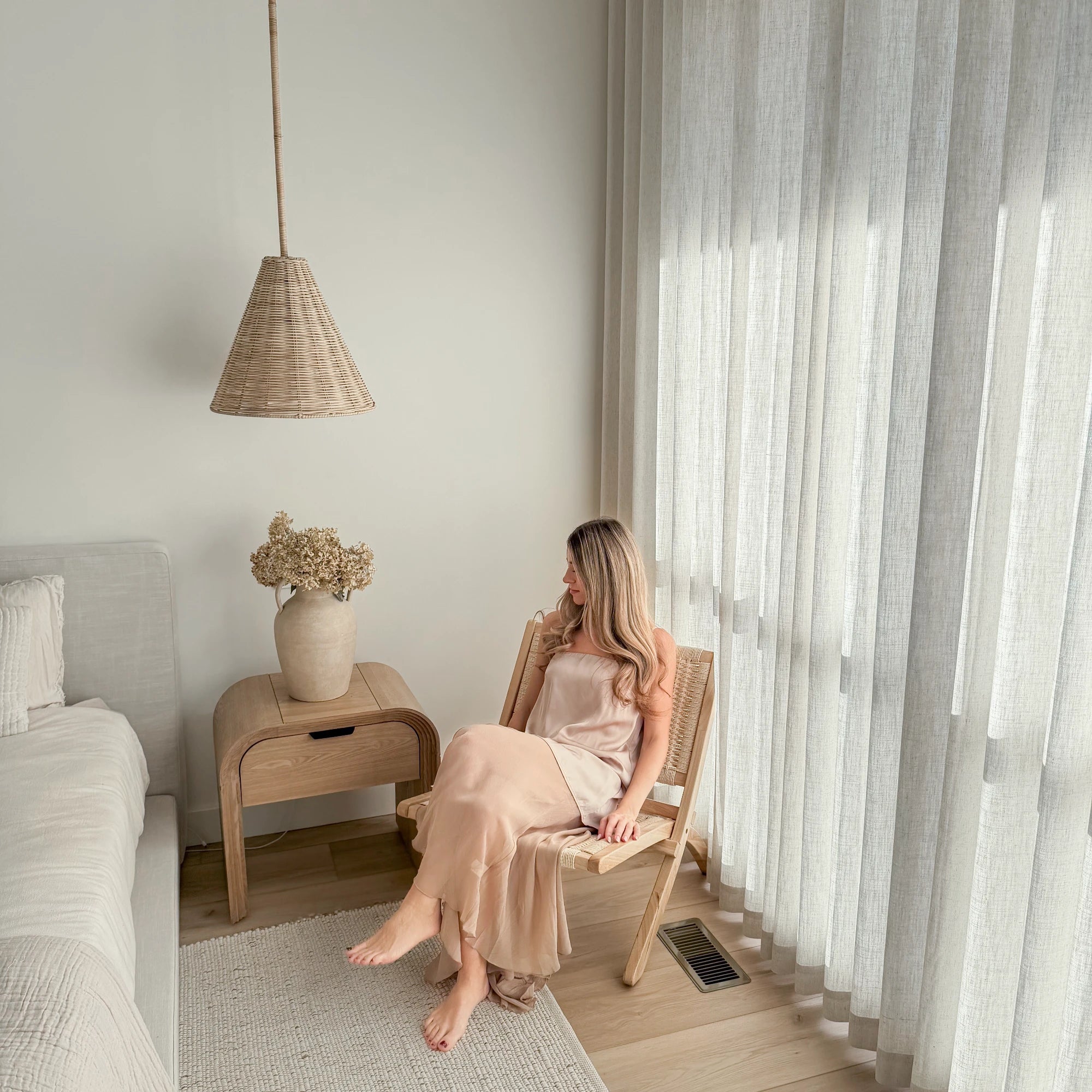 Celina Linen Curtains – Floor-to-Ceiling Ripple Fold 8823-2-8 showcasing seamless floor-to-ceiling ripple folds and premium linen texture in a refined modern interior setting