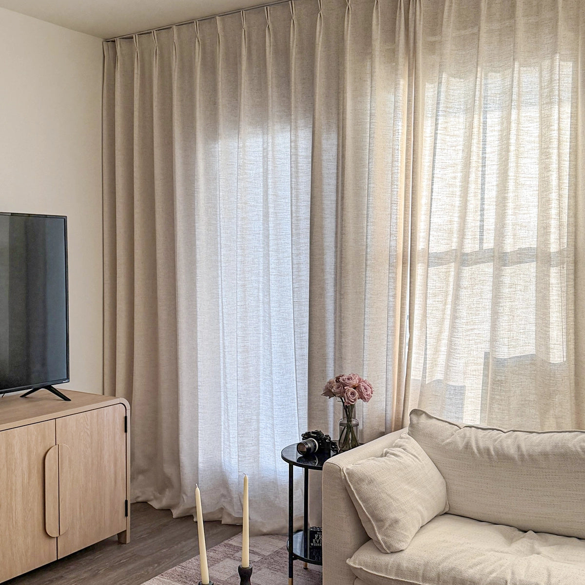 Celina floor-to-ceiling linen curtains 8823-2-1 showcasing elegant drapes in spacious modern residential interiors