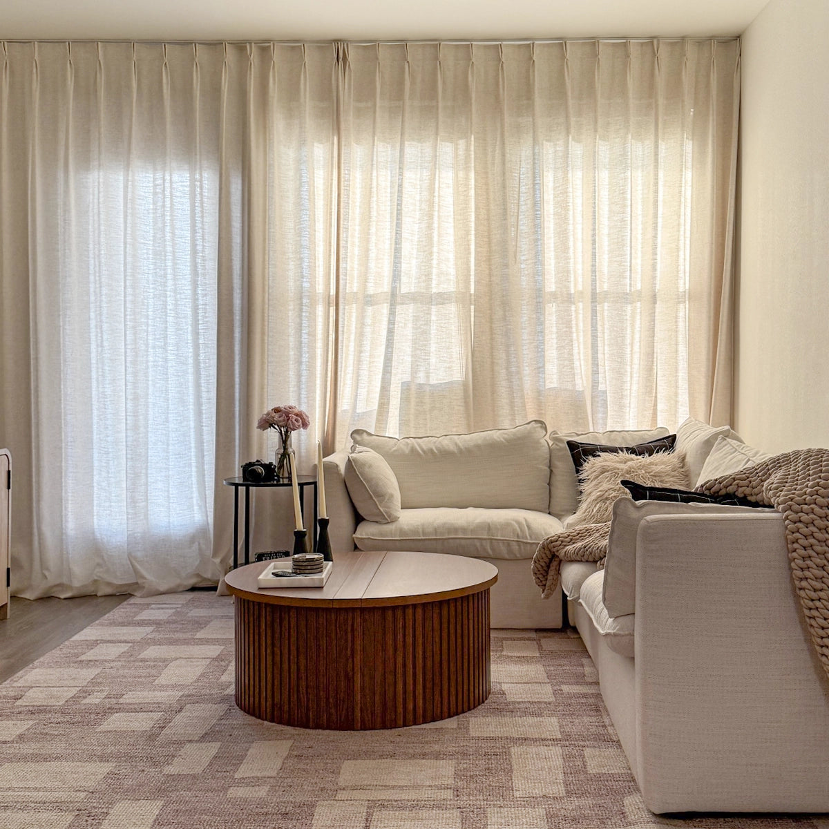 Celina Linen Curtains – Floor-to-Ceiling Ripple Fold 8823-2-2 showcasing elegant floor-to-ceiling ripple fold linen curtains in modern home interior