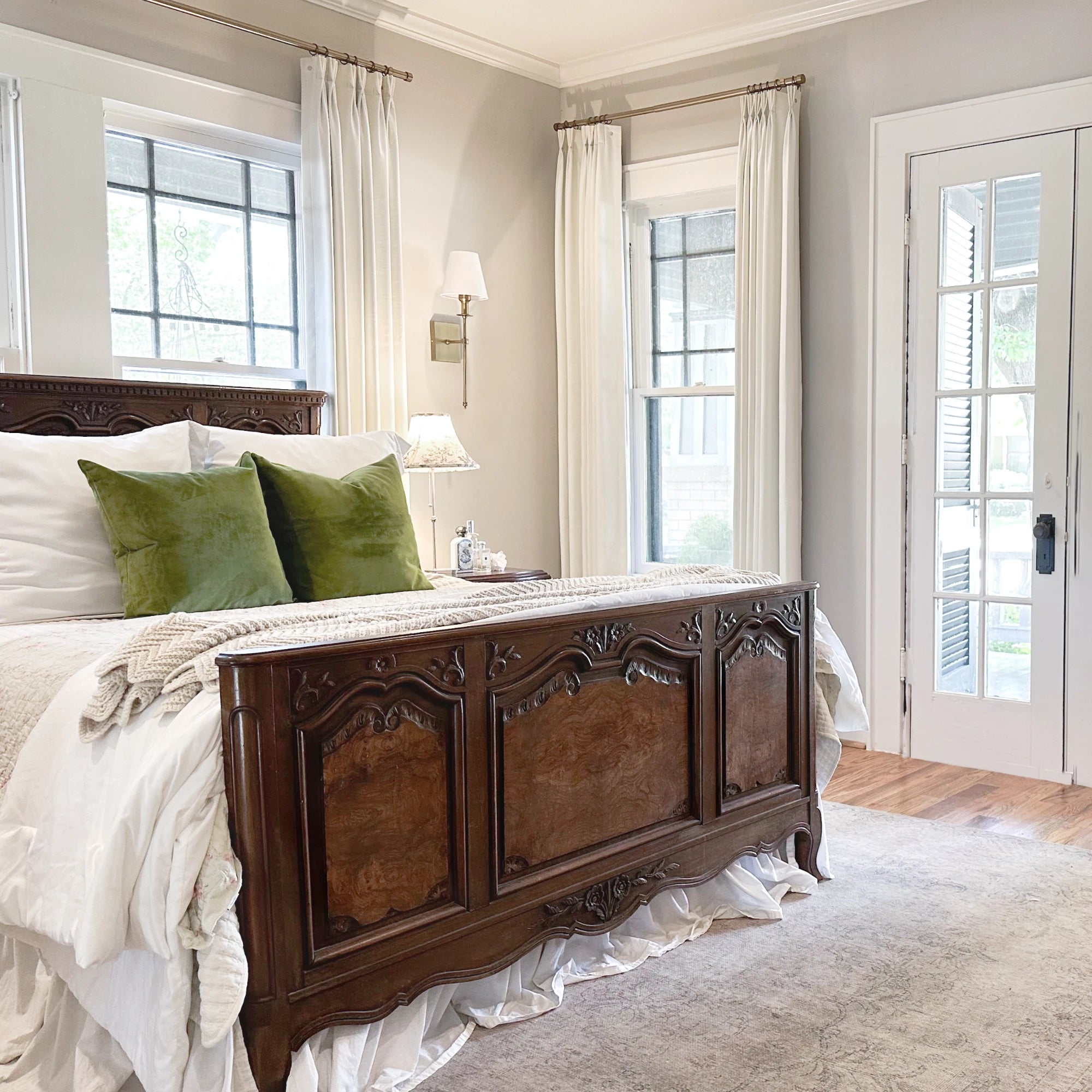 Celina 8823-1_1 floor-to-ceiling ripple fold linen curtains showcased in a bedroom product image highlighting the curtains