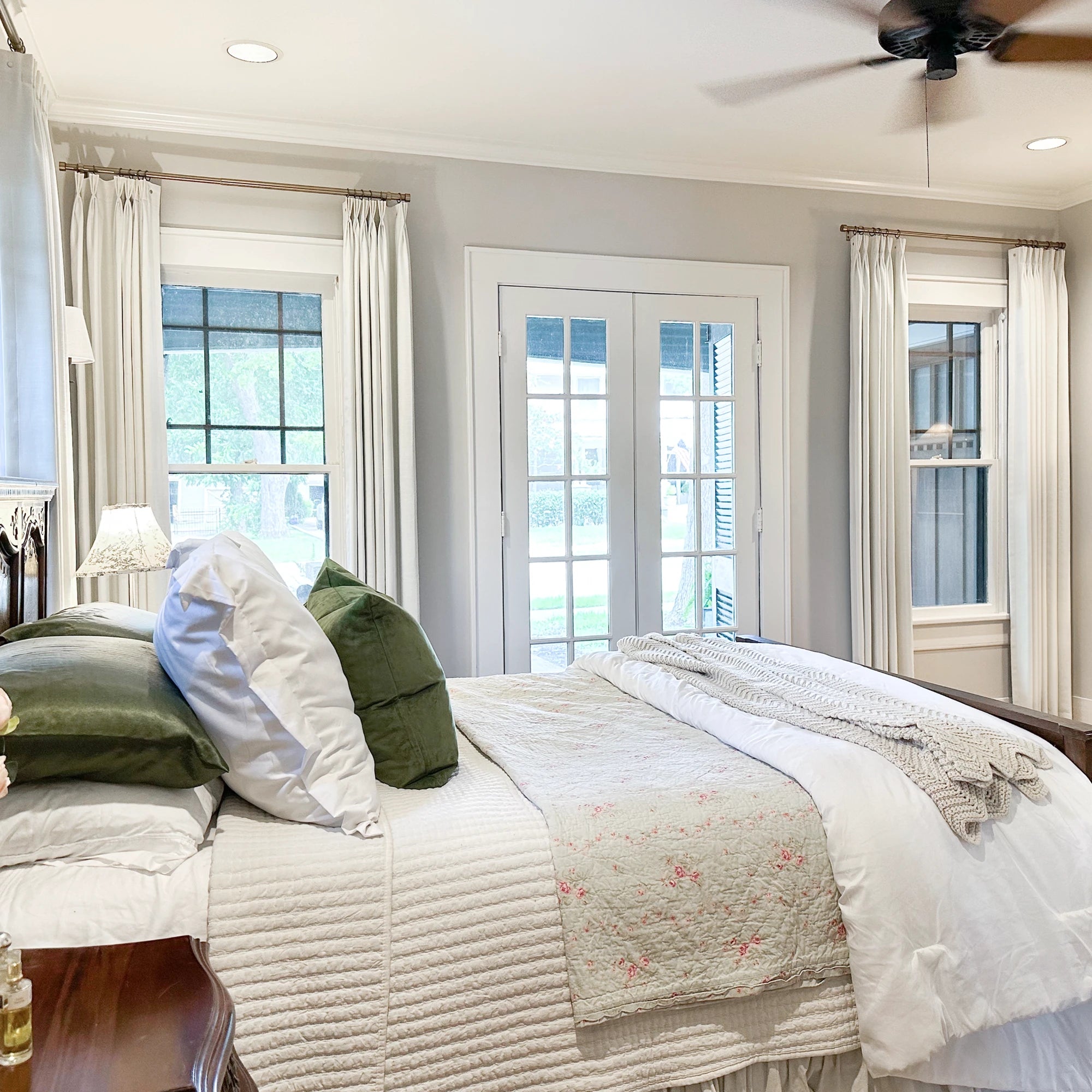 Celina 8823-1_3 floor-to-ceiling ripple fold linen curtains showcased in a bedroom product image highlighting the curtains