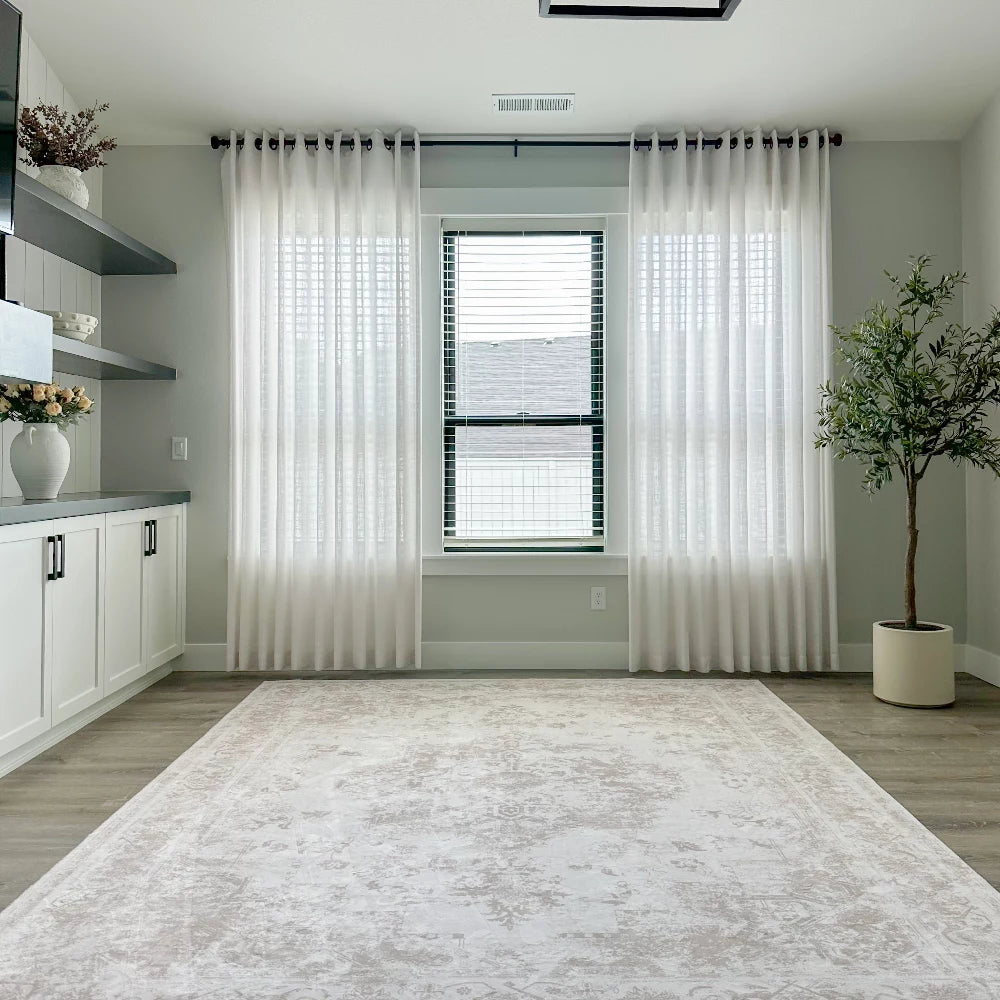 Celina Linen Curtains – Floor-to-Ceiling Ripple Fold 8823-1_scene_7 showcasing elegant floor-to-ceiling ripple fold linen curtains in modern home interior