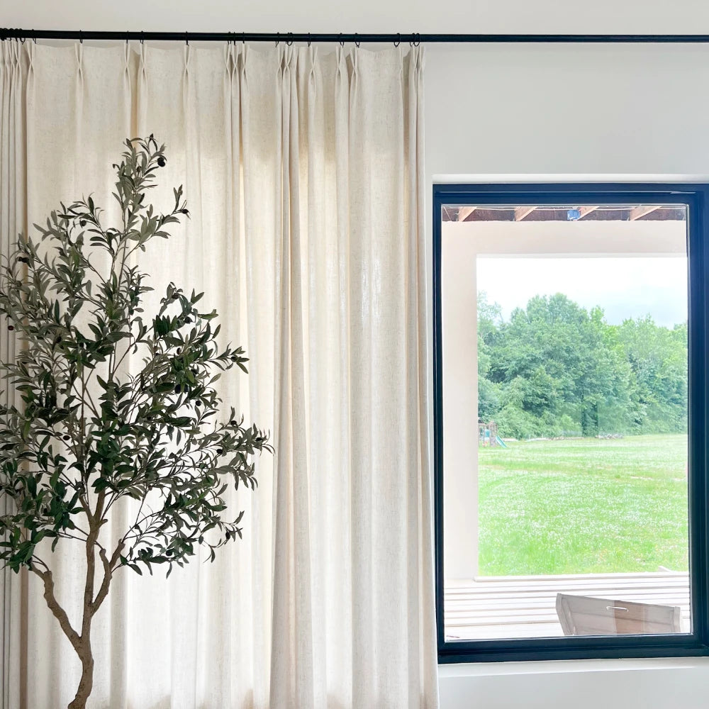 Celina Linen Curtains – Floor-to-Ceiling Ripple Fold 8823-2_inf_5 showcasing elegant floor-to-ceiling ripple fold linen curtains with natural light filtering in modern interior
