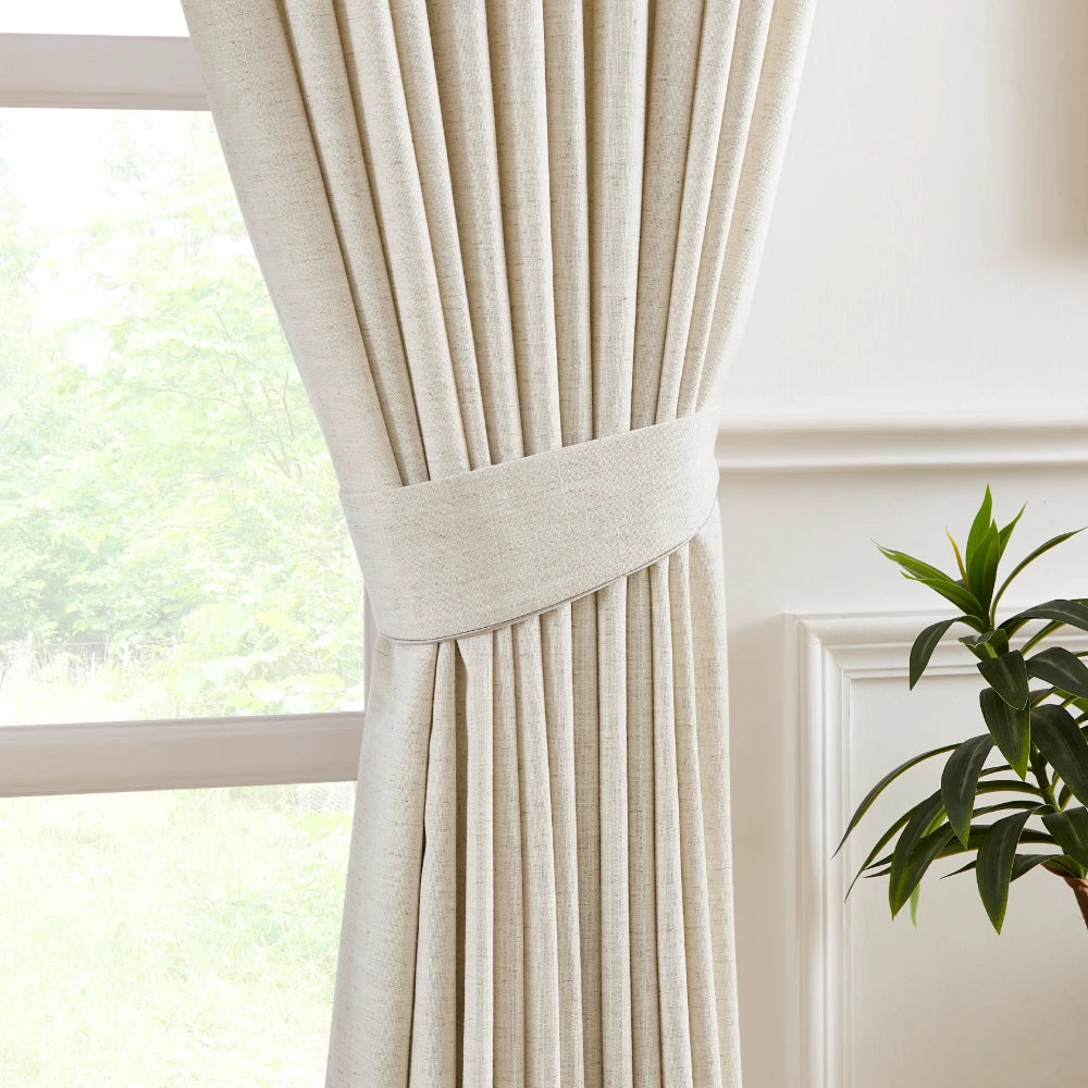 Celina 8823-2 soft breathable floor-to-ceiling pure linen curtain display