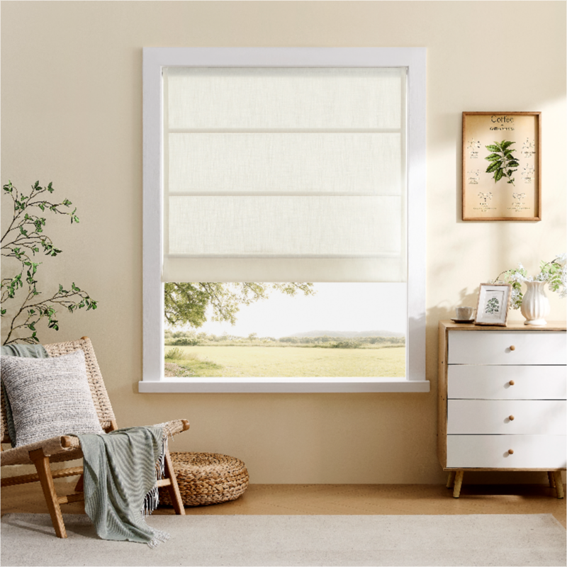 Celina 8823-1 elegant pleated roman shades safe window drapes for kids room scene 1