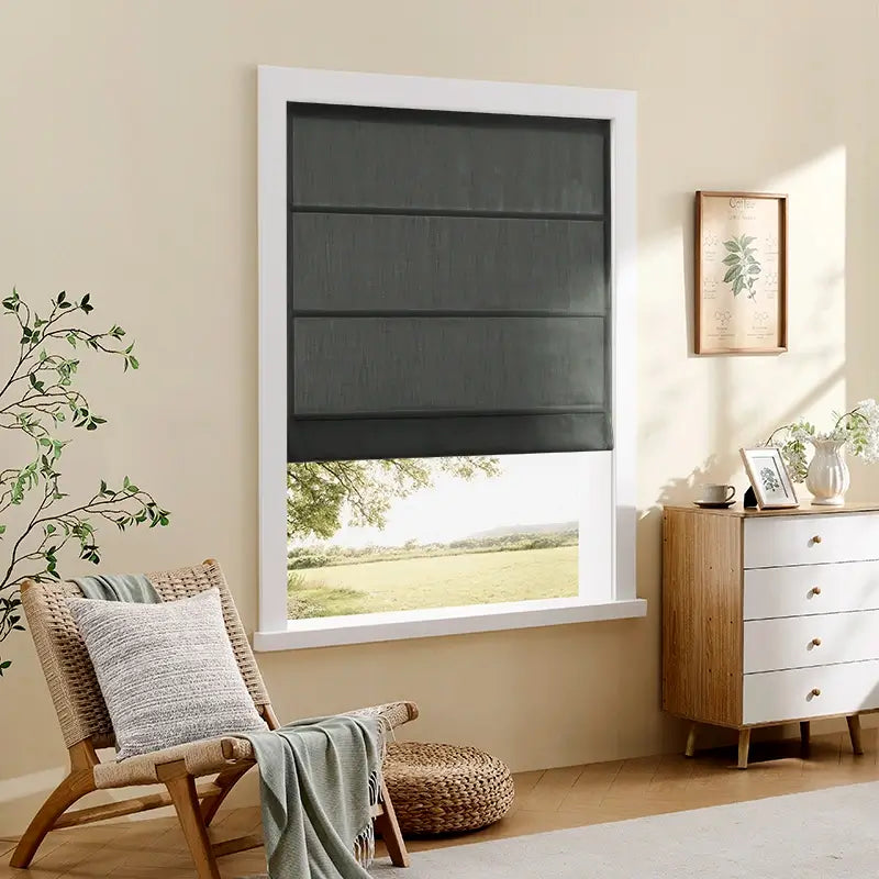 Celina Roman Shades – Elegant Pleated Drapes: Image of 8823-26_scenel_2 highlighting elegant pleated window shades with refined folds and premium fabric finish