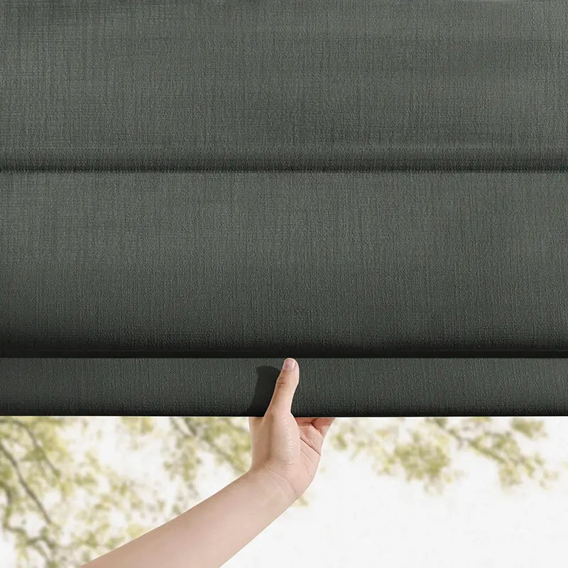 Celina Roman Shades – Elegant Pleated Drapes: Image of 8823-26_scenel_5 showcasing elegant pleated roman shades with tailored folds and premium textured fabric