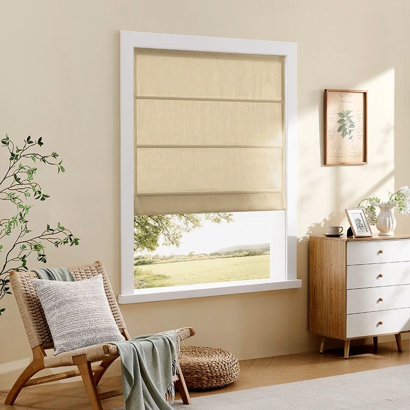 Celina 8823-5 elegant pleated Roman shades view 2 showcasing the stylish fabric drapes for home interior use