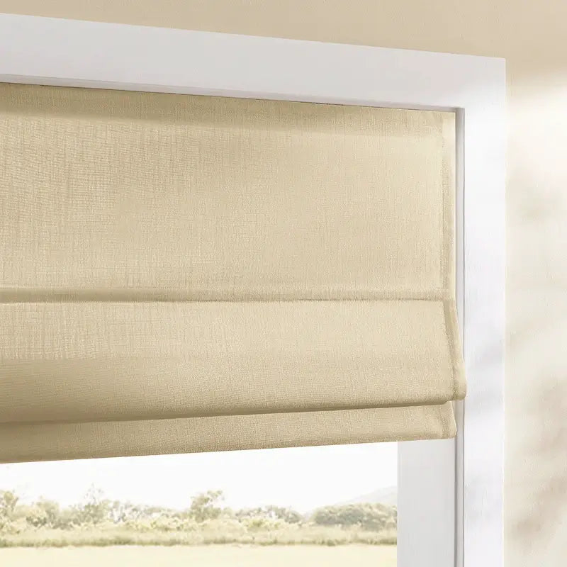Celina 8823-5 elegant pleated Roman shades view 4 showcasing the tailored fabric drapes for home interior styling