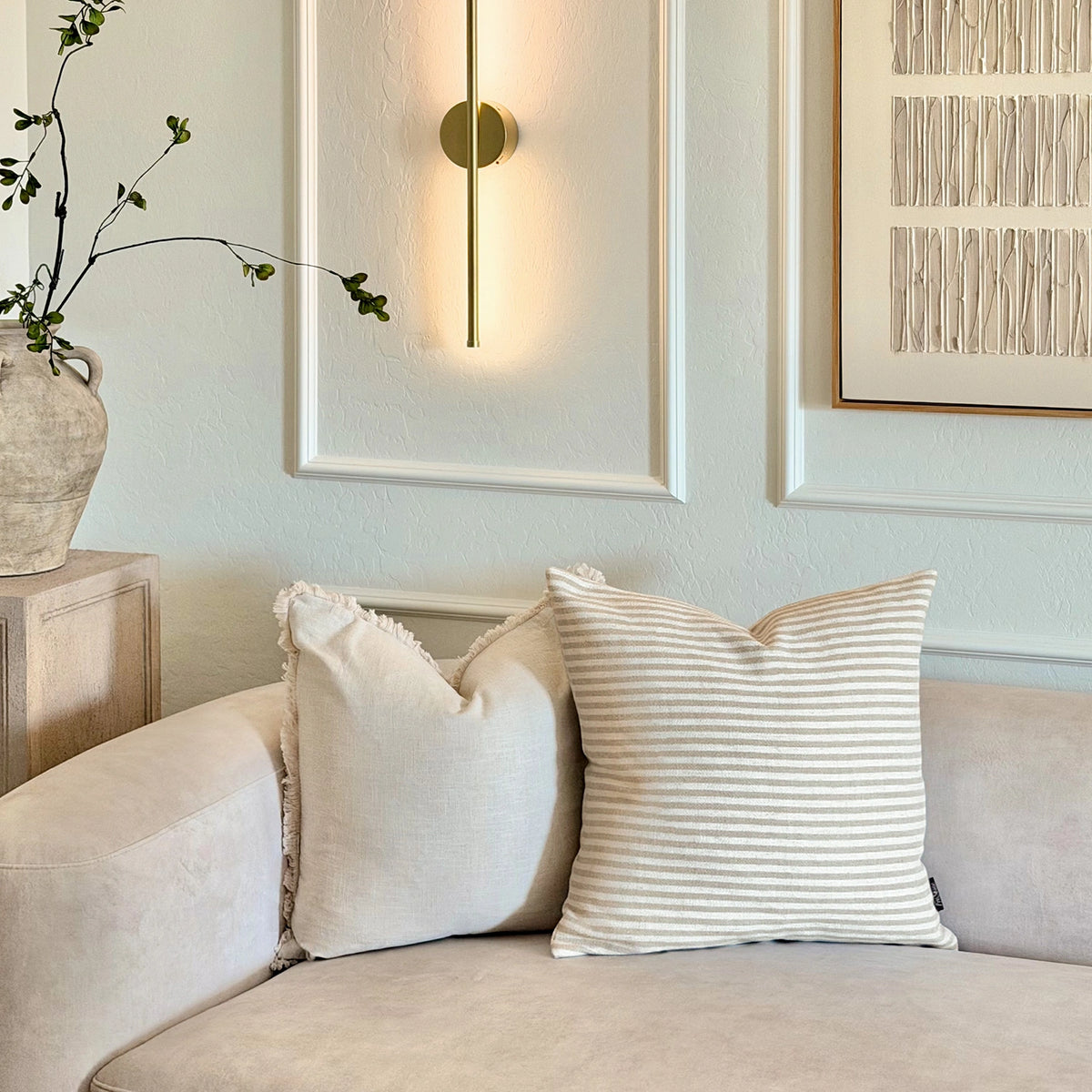 Clarissea Linen Blend Fine Stripe Jacquard Pillow Cover