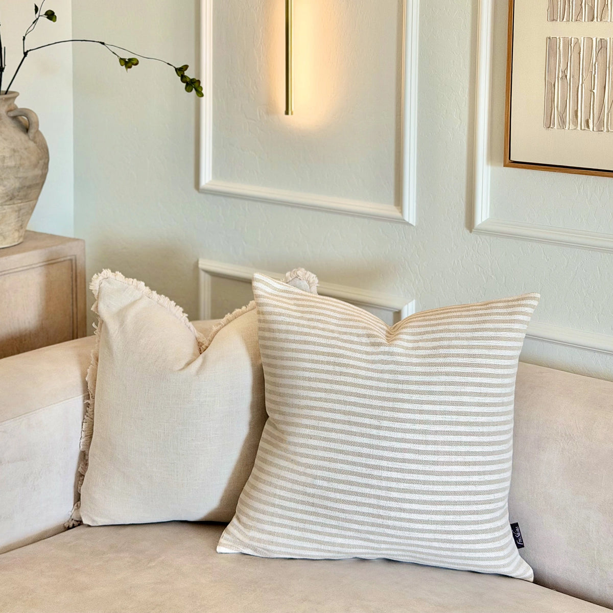 Clarissea Linen Blend Fine Stripe Jacquard Pillow Cover