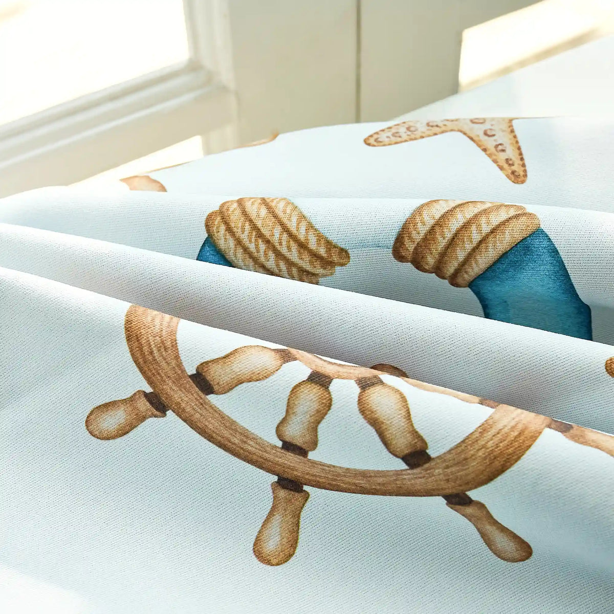 Cora Ahoy Nautical Print Pattern Curtains