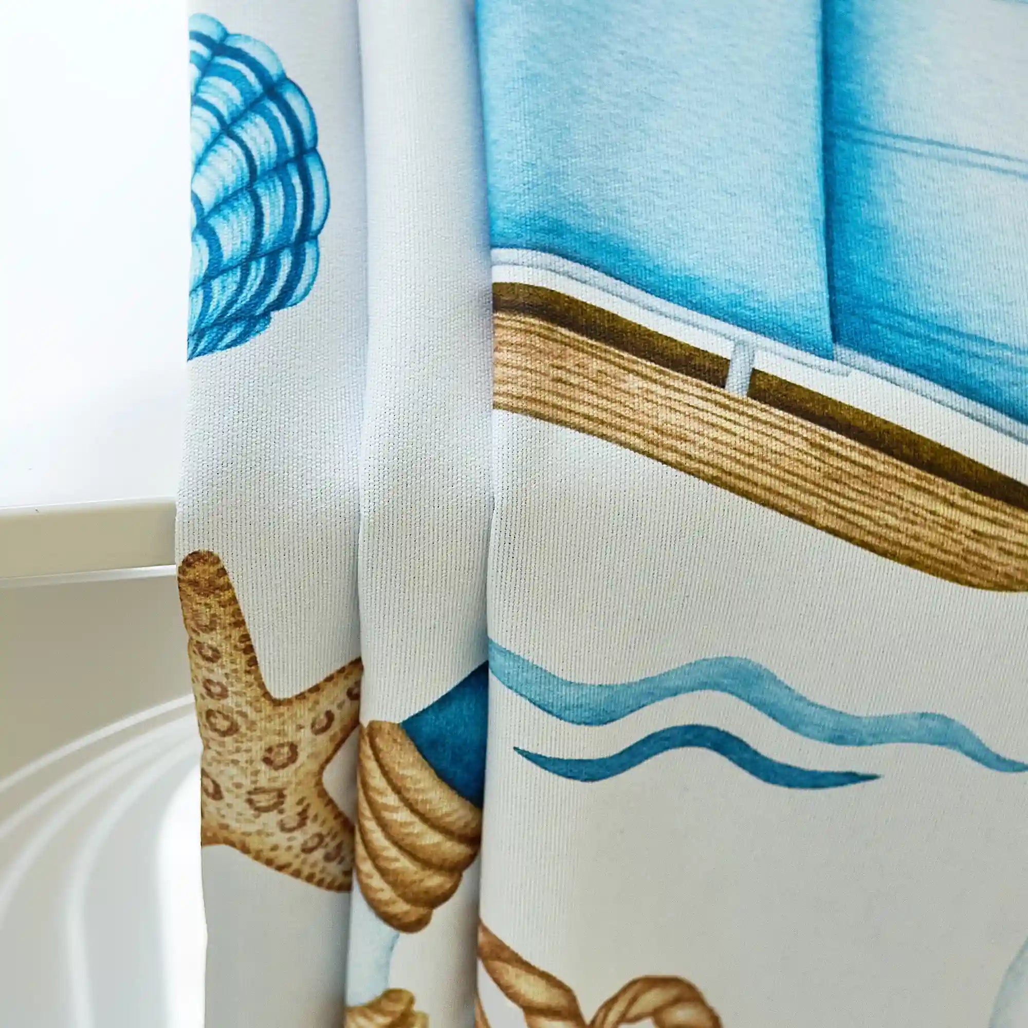 Cora Ahoy Nautical Print Pattern Curtains