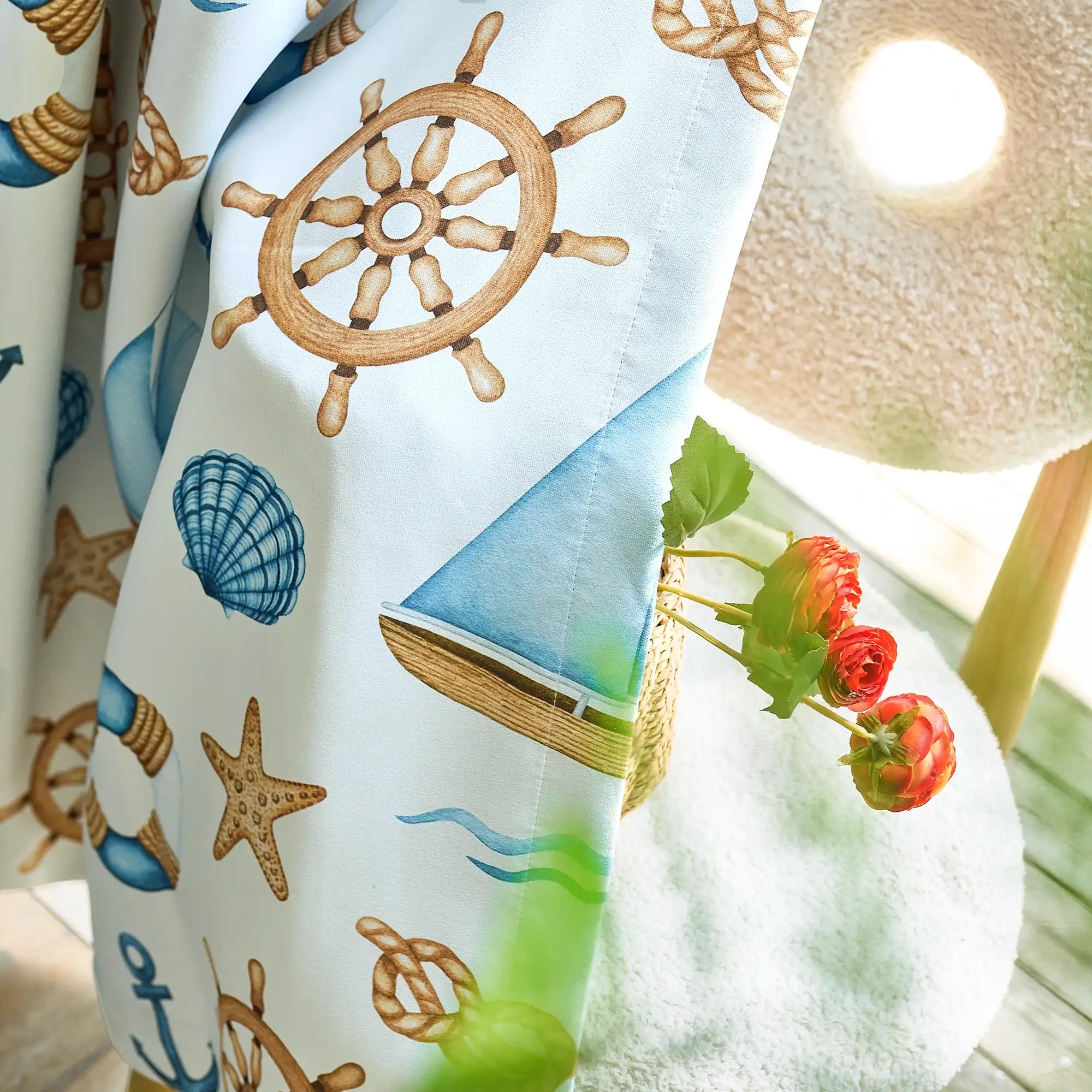 Cora Ahoy Nautical Print Pattern Curtains