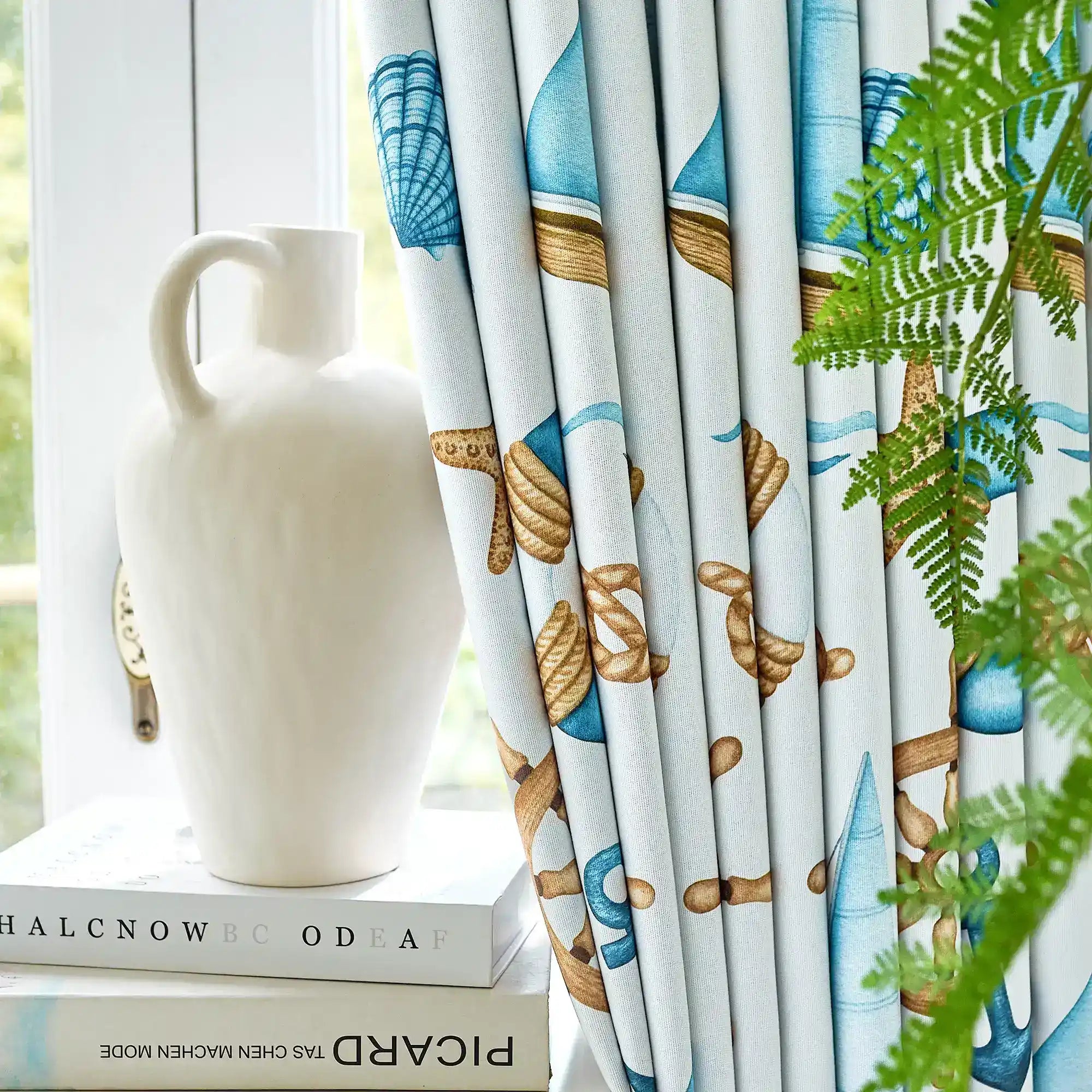 Cora Ahoy Nautical Print Pattern Curtains