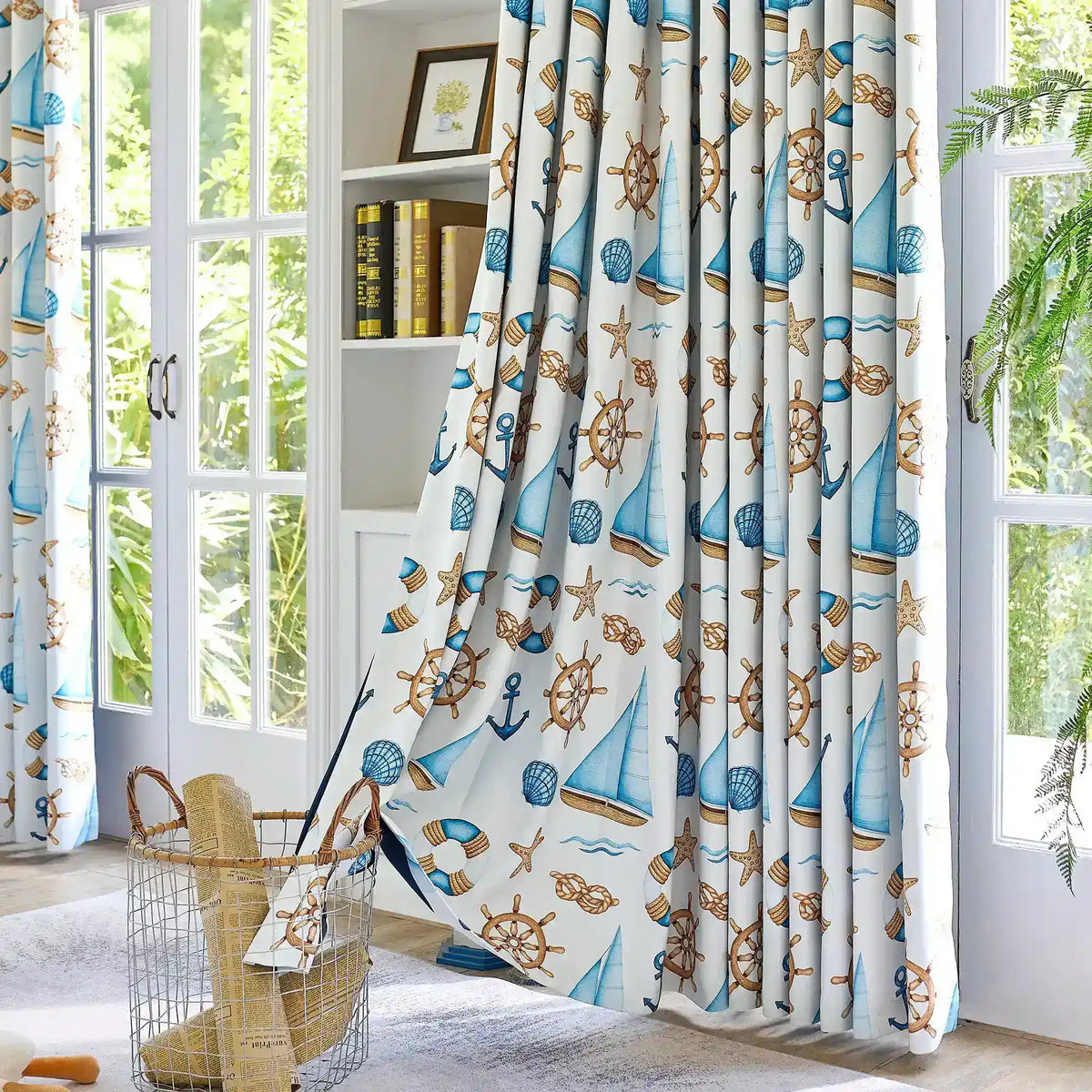 Cora Ahoy Nautical Print Pattern Curtains