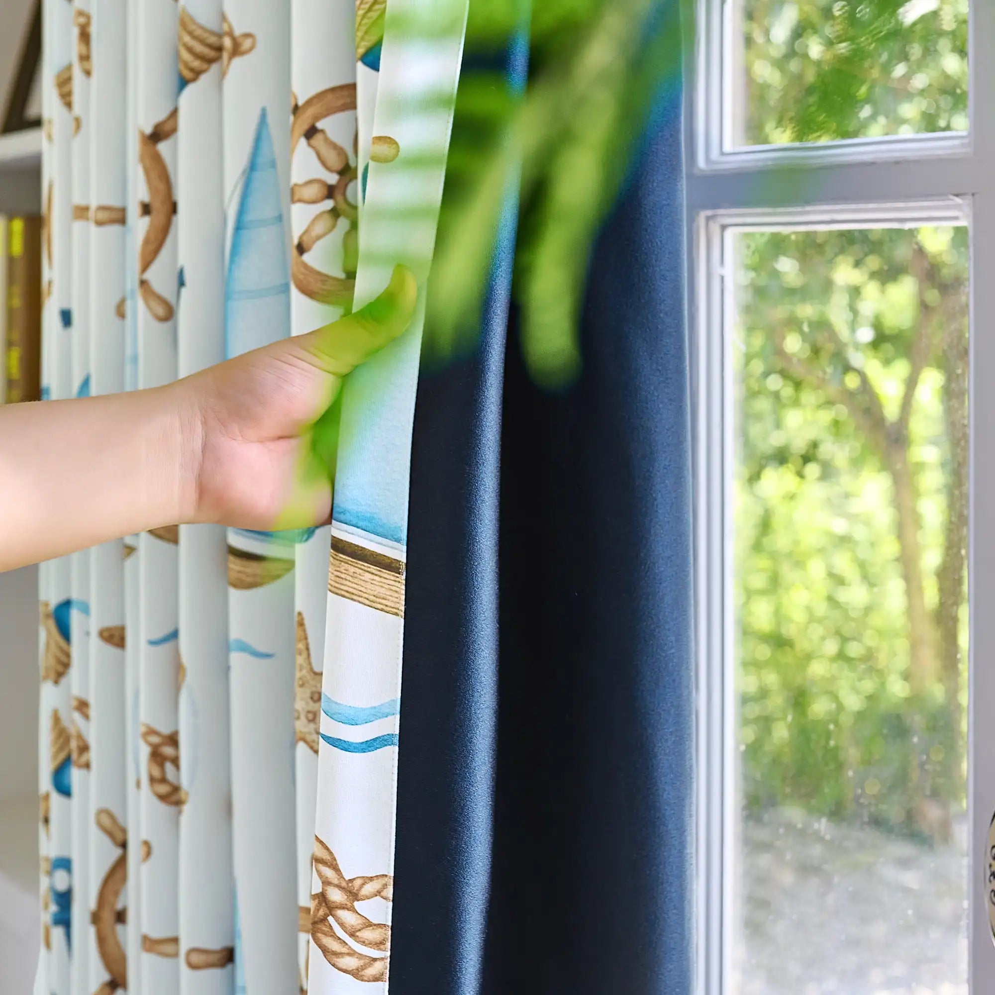 Cora Ahoy Nautical Print Pattern Curtains