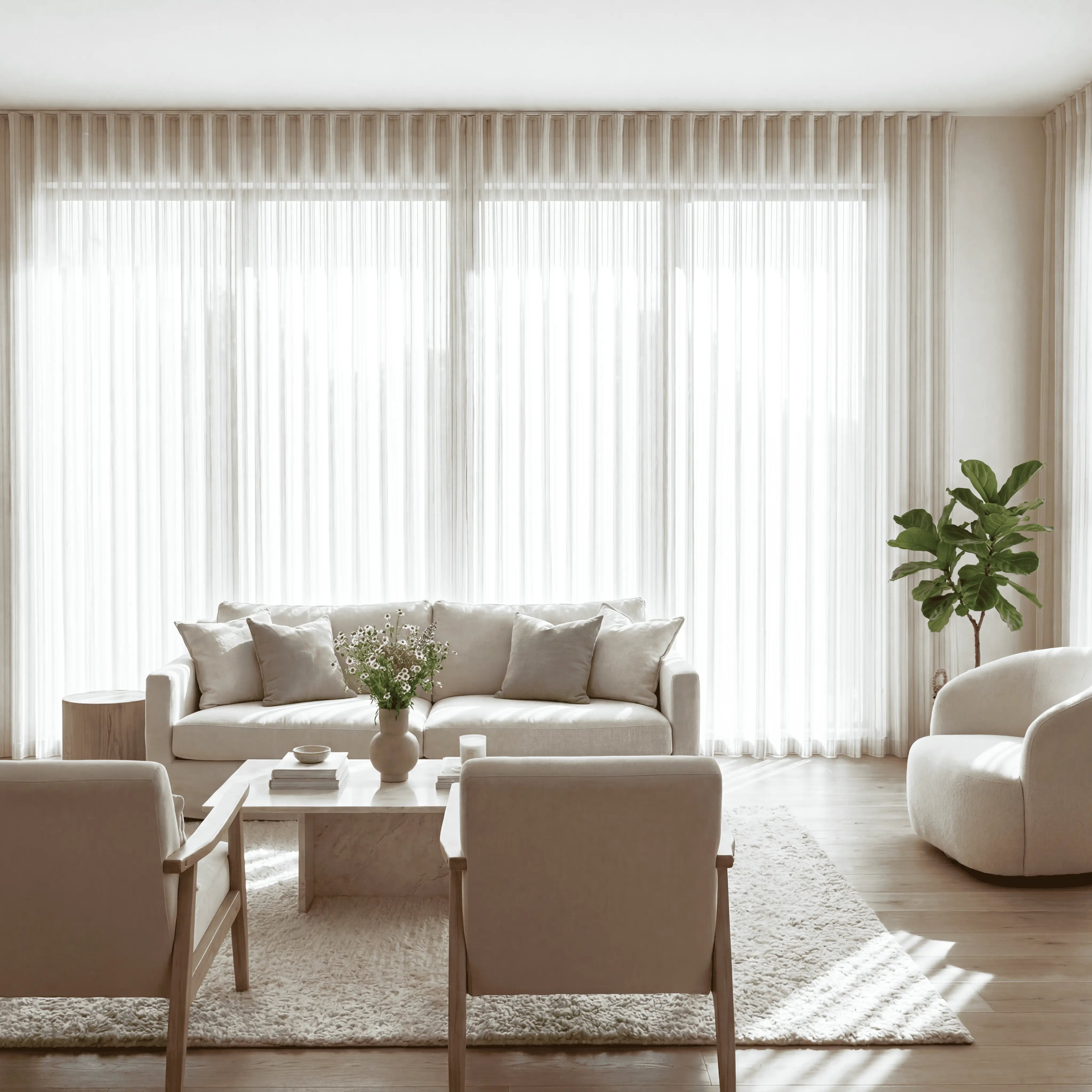 Corenya Linen Blend Textured Sheer Curtain