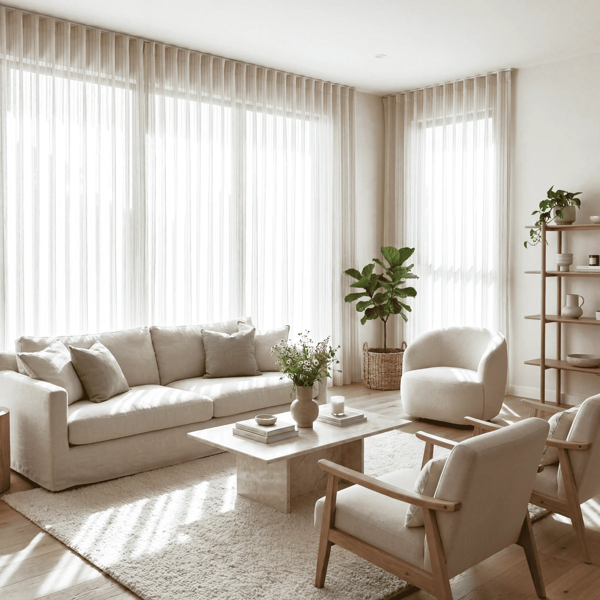 Corenya Linen Blend Textured Sheer Curtain