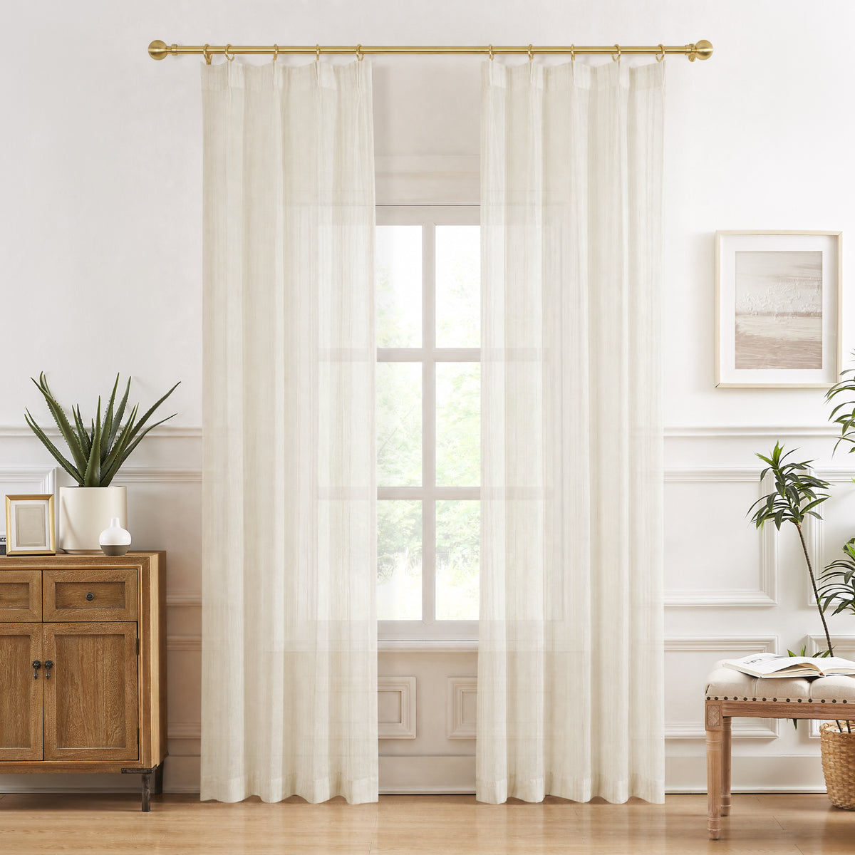 Corenya Linen Blend Textured Sheer Curtain