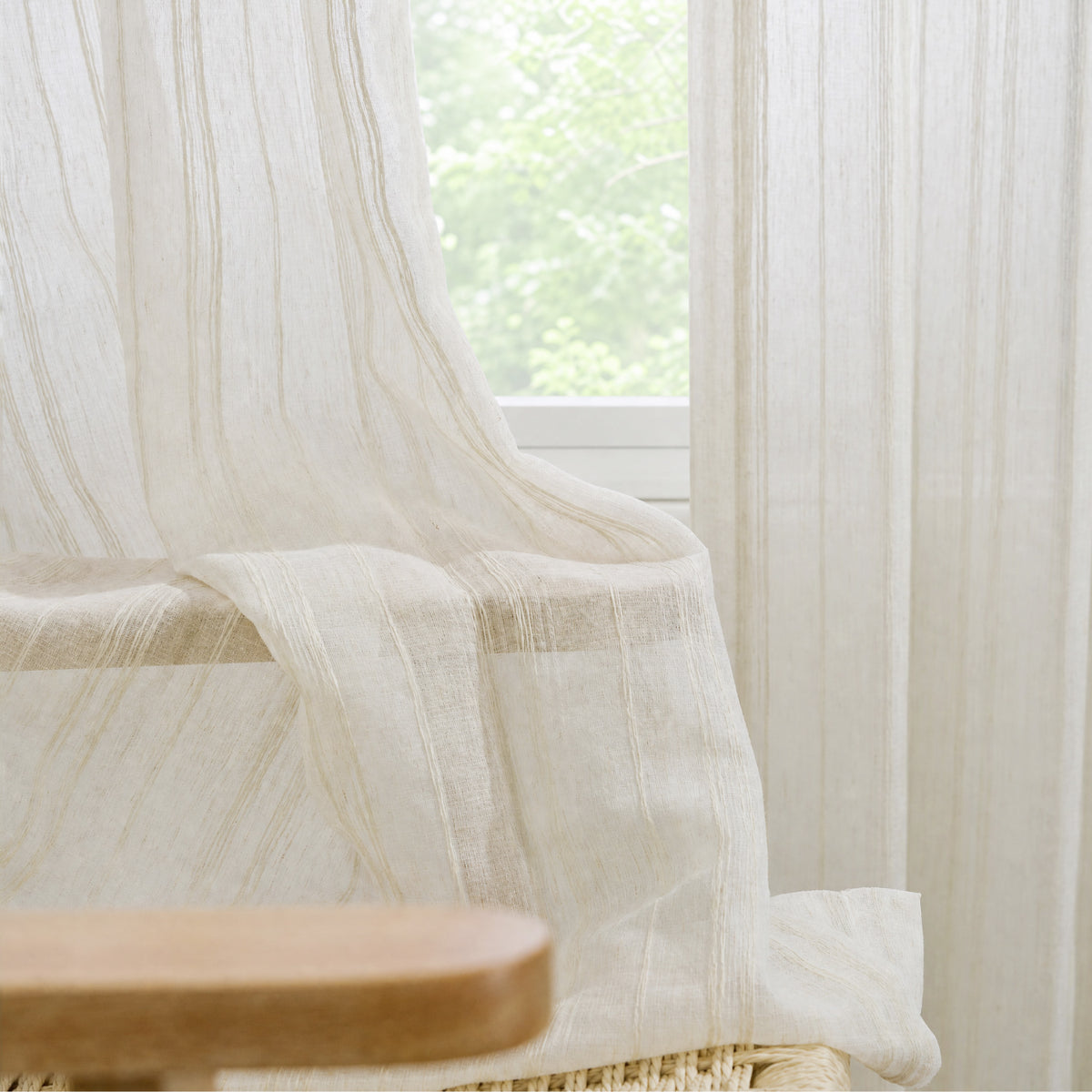 Corenya Linen Blend Textured Sheer Curtain