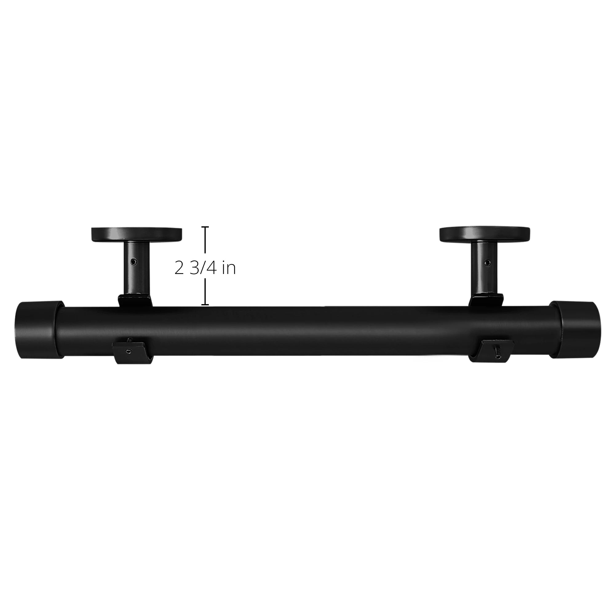 Collins Single Decorative Custom Curtain Rods Rods-10, detailed view illustrating the required installation height for the decorative custom curtain rod